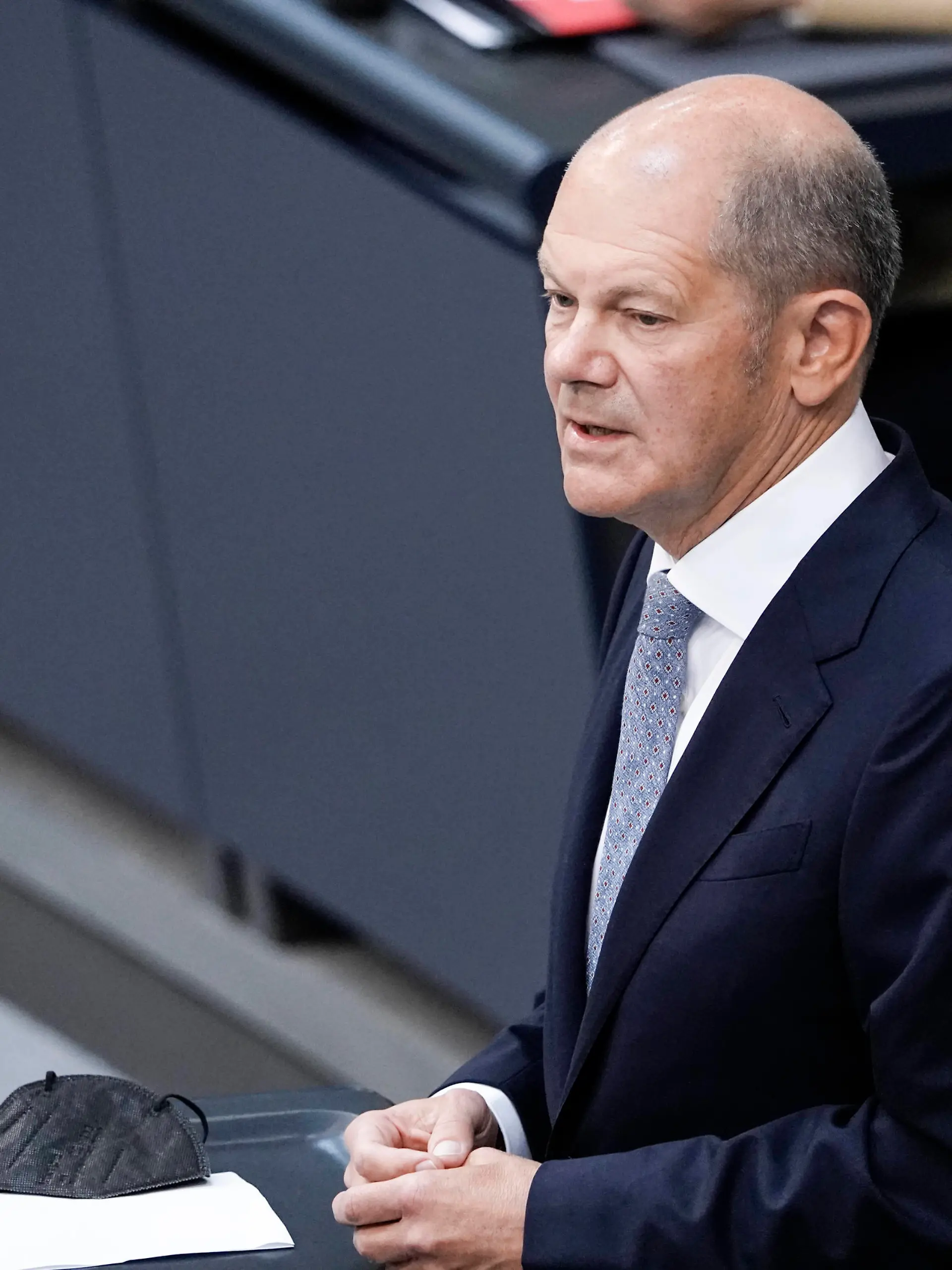  239. Bundestagssitzung und Debatte Aktuell, 07.09.2021, Berlin, Olaf Scholz der Bundesfinanzminister Bundesminister der Finanzen im Portrait bei seiner Rede zum Thema Vereinbarte Debatte zur Situation in Deutschland bei der 239. Sitzung des Deutschen Bundestag in Berlin Berlin Berlin Deutschland *** 239 Bundestag session and debate Current, 07 09 2021, Berlin, Olaf Scholz the Federal Minister of Finance Federal Minister of Finance in portrait during his speech on the Agreed debate on the situation in Germany at the 239 session of the German Bundestag in Berlin Berlin Germany