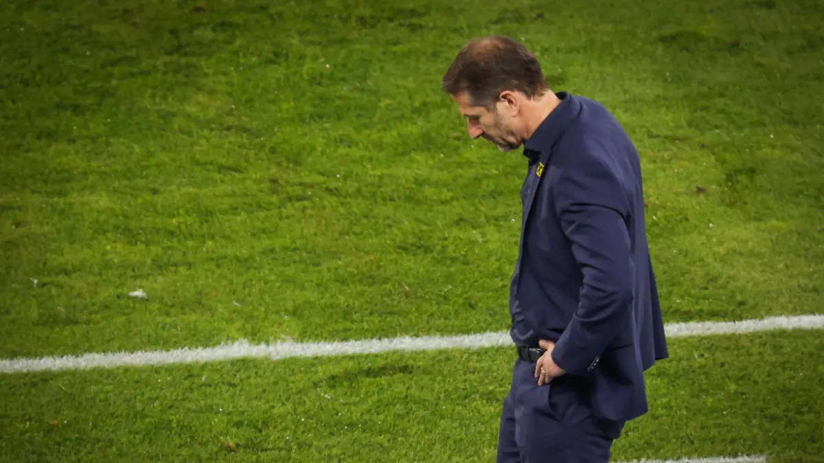 SOCCER - FIFA World Cup, WM, Weltmeisterschaft, Fussball 2022 quali, AUT vs SCO VIENNA,AUSTRIA,07.SEP.21 - SOCCER - FIFA World Cup Qatar 2022, European qualifiers, OEFB international match, Länderspiel, Nationalmannschaft Austria vs Scotland. Image shows the disappointment of head coach Franco Foda AUT. PUBLICATIONxNOTxINxAUTxSUIxSWE GEPAxpictures/xDavidxBitzan