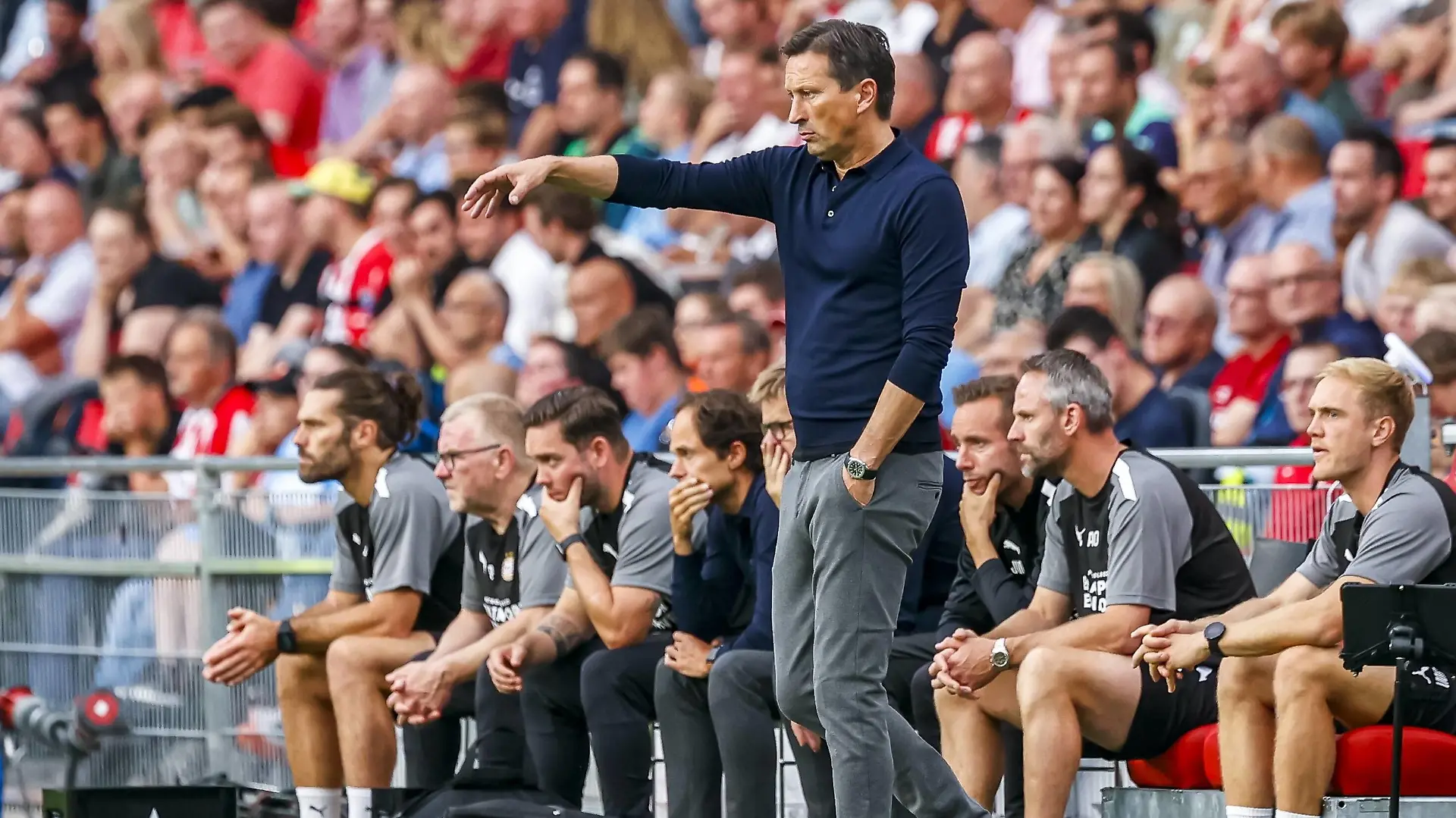  EINDHOVEN, 21-08-2021, Philips Stadion, PSV Stadium, Dutch Eredivisie Football season 2020-2021, PSV - Cambuur. PSV trainer Roger Schmidt PSV - Cambuur PUBLICATIONxNOTxINxNED x13094504x Copyright: