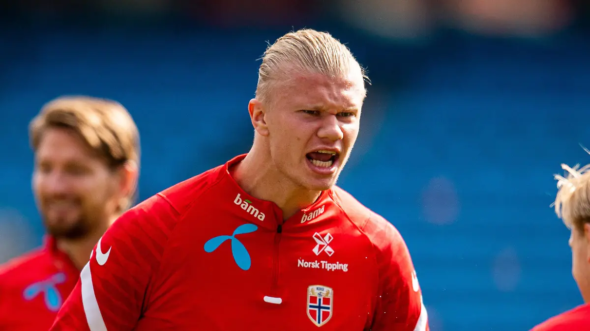 210906 Erling Braut Haaland of the Norwegian national football team reacts during a training session on September 6, 2021 in Oslo. Photo: Vegard Wivestad Grott / BILDBYRAN / kod VG / VG0161 bbeng fotball soccer football fotboll FIFA World Cup, WM, Weltmeisterschaft, Fussball qualifiers vm-kvalifisering vm kvalik trening träning training practice norge norway *** 210906 Erling Braut Haaland of the Norwegian national football team reacts during a training session on September 6, 2021 in Oslo Photo Vegard Wivestad Grott BILDBYRAN code VG VG0161 bbeng football soccer football football fifa world cup qualifiers, PUBLICATIONxNOTxINxSWExNORxAUT Copyright: VEGARDxWIVESTADxGRoTT BB210906VG012