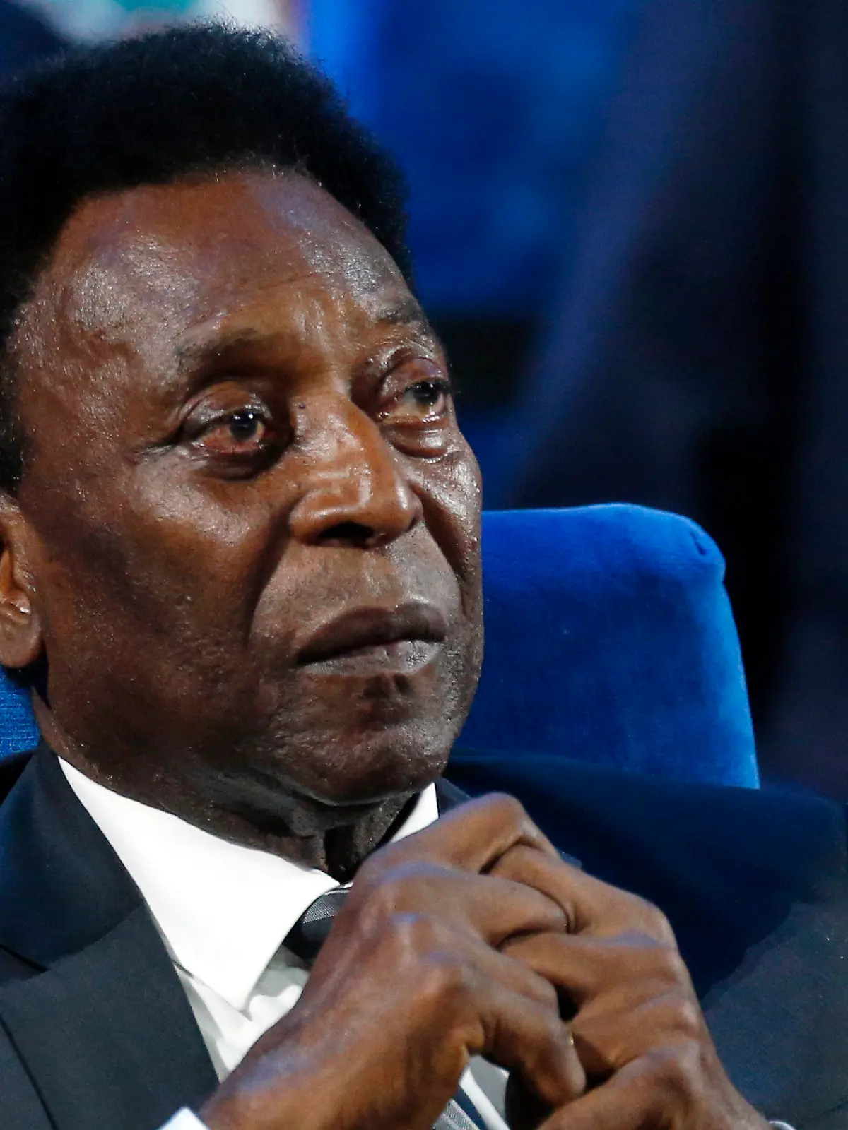FILE - In this Dec. 1, 2017 file photo, Brazilian soccer legend Pele attends the 2018 soccer World Cup draw in the Kremlin in Moscow. On his social media accounts, Pele said on Monday, Sept. 6, 2021 that an apparent tumor on the right side of his colon had been removed in an operation. (AP Photo/Alexander Zemlianichenko, File)