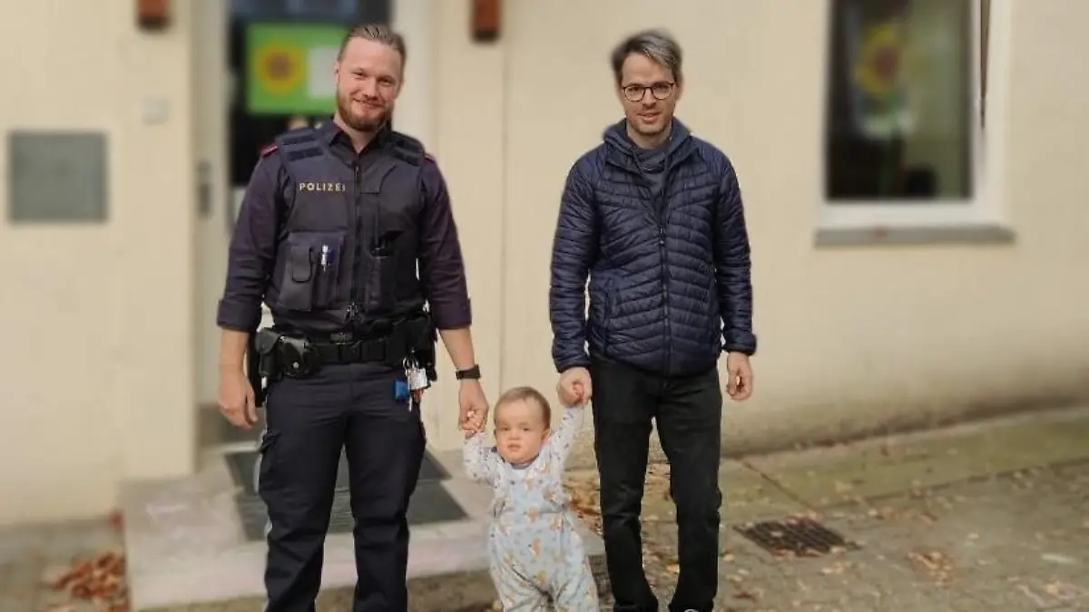 Großer Tag für Klein Leo ud seinemSchutzengel Polizist Sterfan