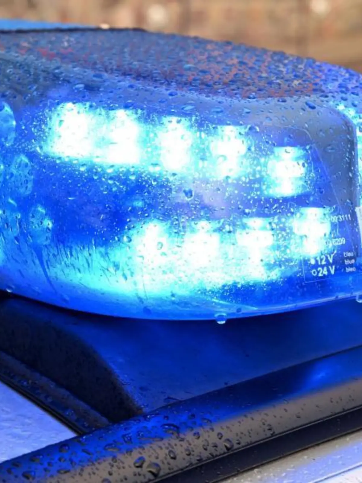 Streifenwagen der Polizei hat das Blaulicht eingeschaltet