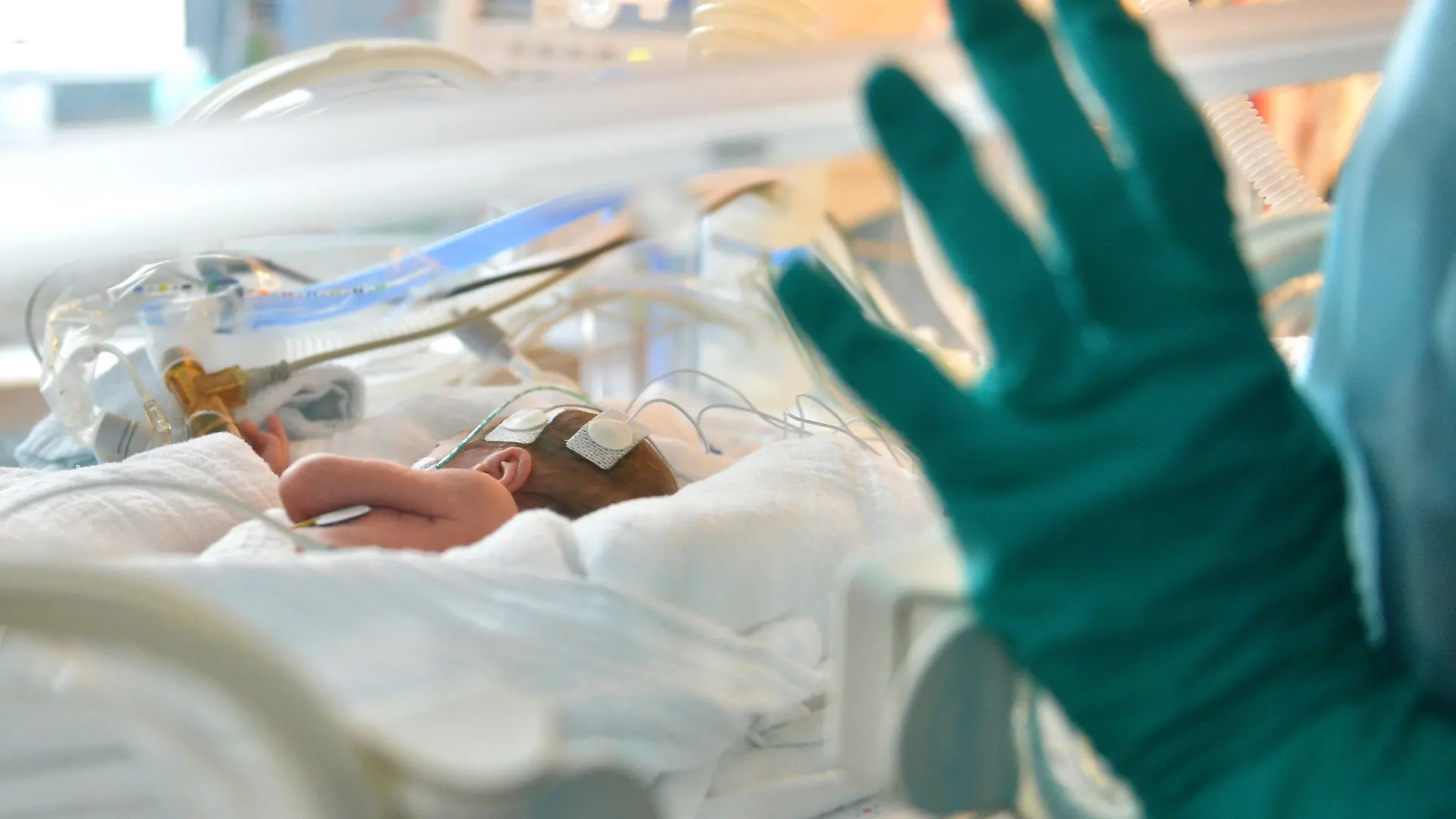 ARCHIV - 05.02.2013, Berlin: Ein zu früh geborenes Baby liegt in der Neonatologie in einem Inkubator. Im Prozess gegen eine frühere Krankenschwester, die mehreren Frühchen unerlaubt Medikamente verabreicht haben soll, wird vor dem Landgericht in Marburg am Donnerstag (28.11.2019) das Urteil erwartet. Foto: Britta Pedersen/zb/dpa +++ dpa-Bildfunk +++