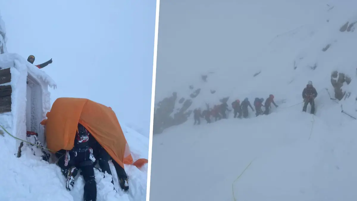 Bergwacht rettet sie aus kniehohem Schnee Junges Paar wandert auf Zugspitze - in Turnschuhen!