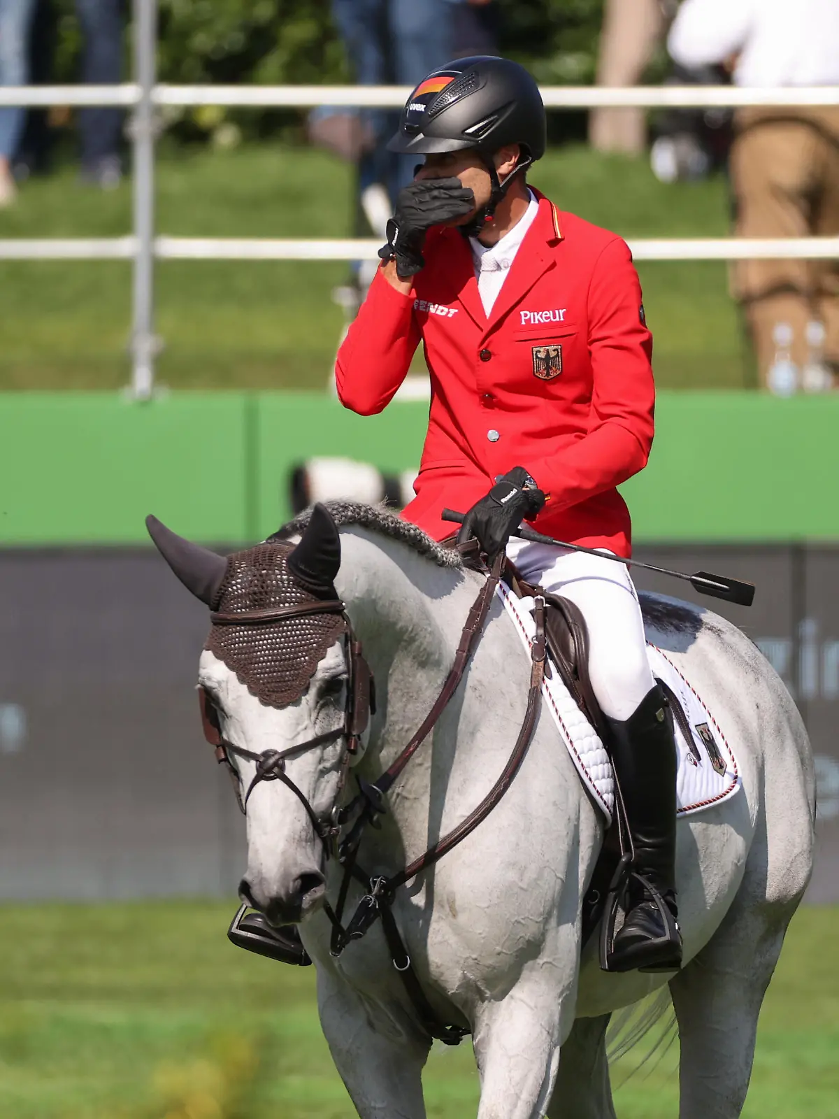 03.09.2021, Nordrhein-Westfalen, Riesenbeck: Pferdesport: Europameisterschaft, Springen. Der deutsche Springreiter Christian Kukuk reitet auf Mumbai. Foto: Friso Gentsch/dpa +++ dpa-Bildfunk +++