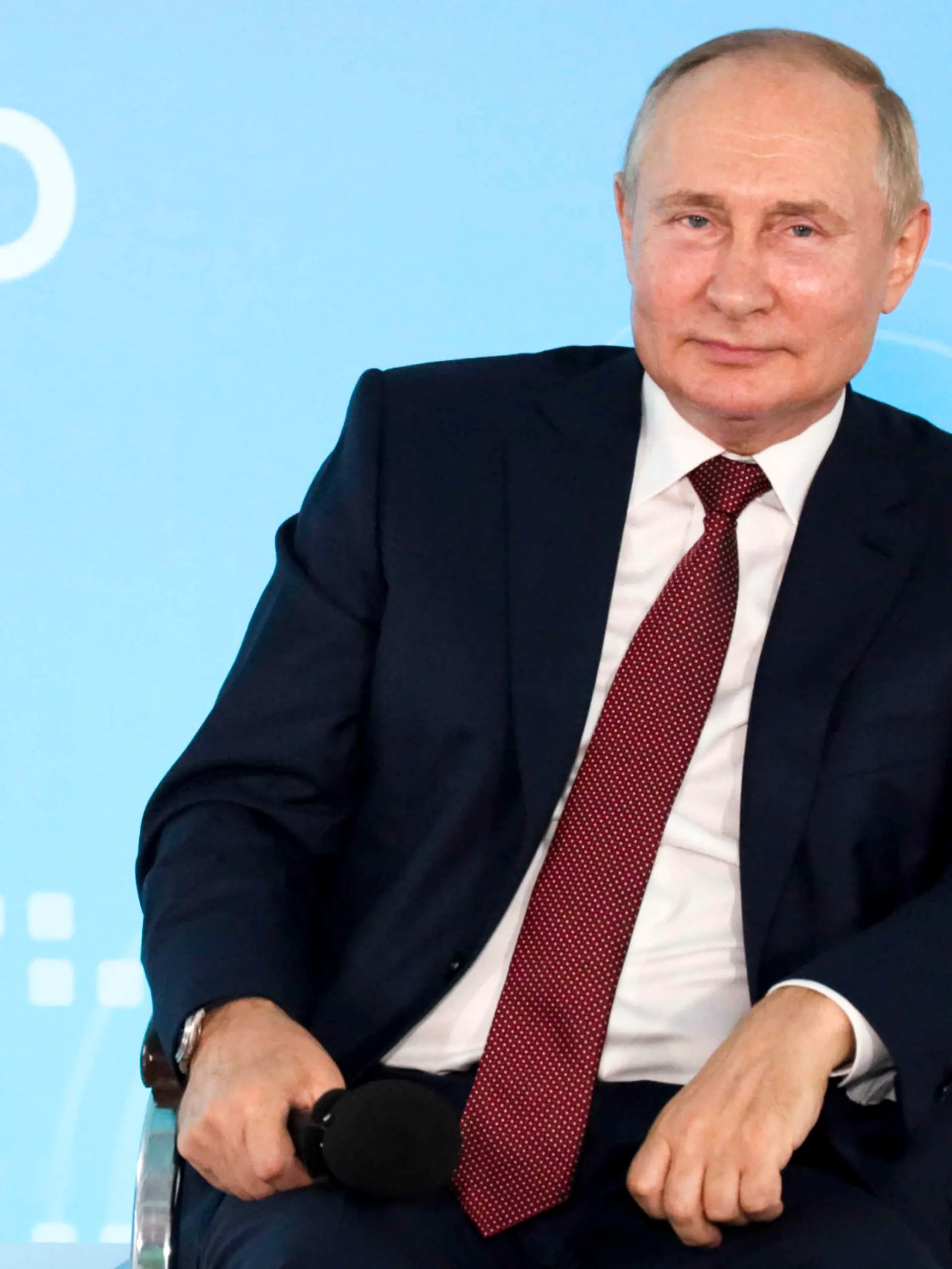 Russian President Vladimir Putin speaks during a meeting with schoolchildren on the opening of the school year known as the "Day of Knowledge" at the Ocean Children's Center in Vladivostok, Russia, Wednesday, Sept. 1, 2021. (Sergei Bobylev, Sputnik, Kremlin Pool Photo via AP)