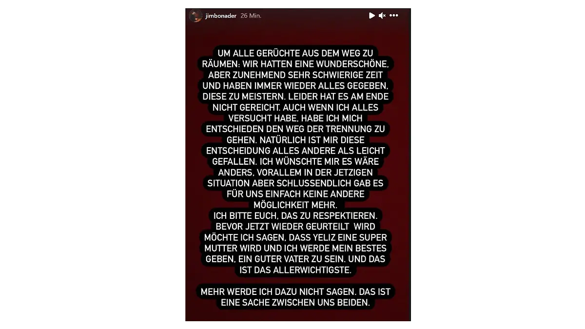 Das Statement von Jimi Blue Ochsenknecht zur Trennung