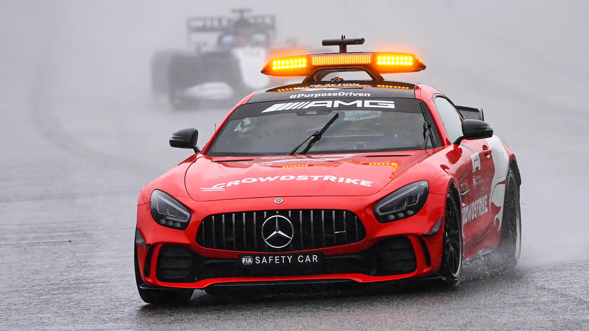 Formula 1 2021: Belgian GP CIRCUIT DE SPA FRANCORCHAMPS, BELGIUM - AUGUST 29: The Safety Car during the Belgian GP at Circuit de Spa Francorchamps on Sunday August 29, 2021 in Spa, Belgium. Photo by Mark Sutton / Sutton Images Images PUBLICATIONxINxGERxSUIxAUTxHUNxONLY GP2112_132802_MS22309