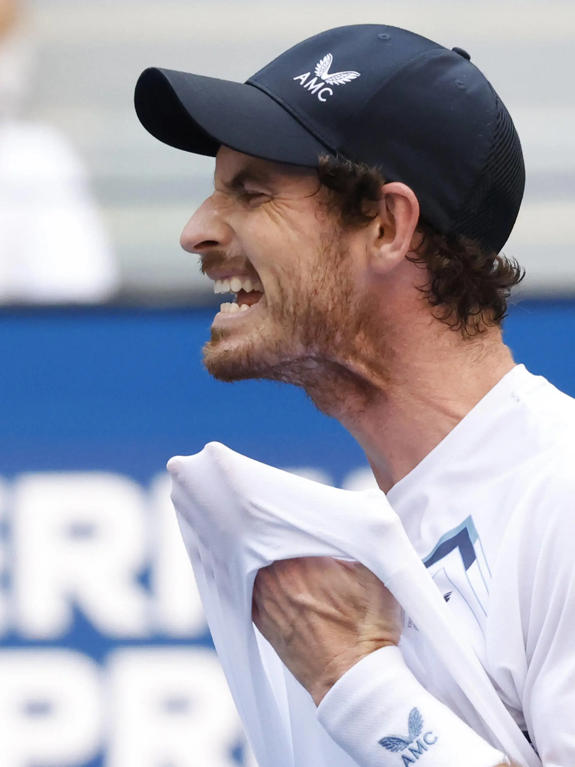  Andy Murray of England reacts after losing a point in the 2nd set of his match against Stefanos Tsitsipas of Greece in Arthur Ashe Stadium in the first round of the 2021 US Open Tennis Championships at the USTA Billie Jean King National Tennis Center on Monday, August 30, 2021 in New York City. PUBLICATIONxINxGERxSUIxAUTxHUNxONLY NYP20210830122 JOHNxANGELILLO
