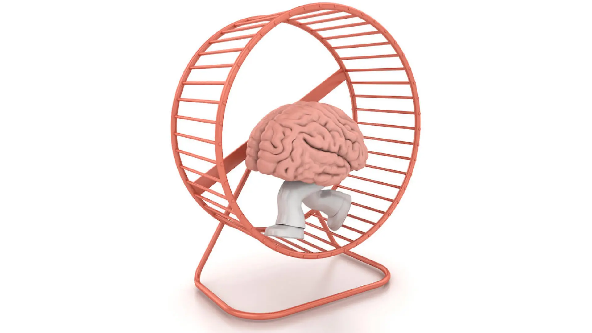 Human Brian Running on Exercise Hamster Wheel - 3D Rendering