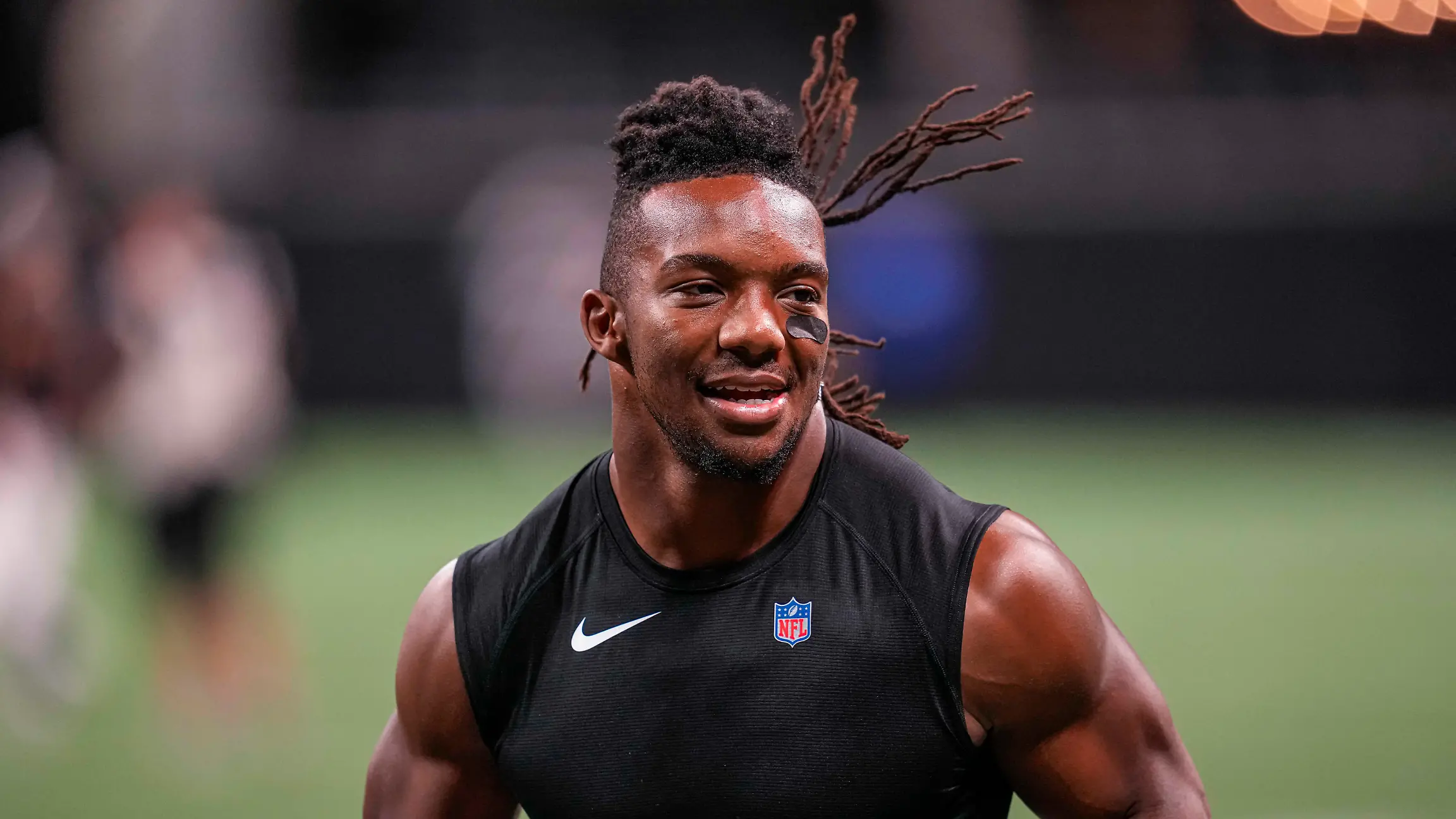 Aug 18, 2023; Atlanta, Georgia, USA; Atlanta Falcons running back Bijan Robinson (7) runs off the field after the game against the Cincinnati Bengals at Mercedes-Benz Stadium. Mandatory Credit: Dale Zanine-USA TODAY Sports