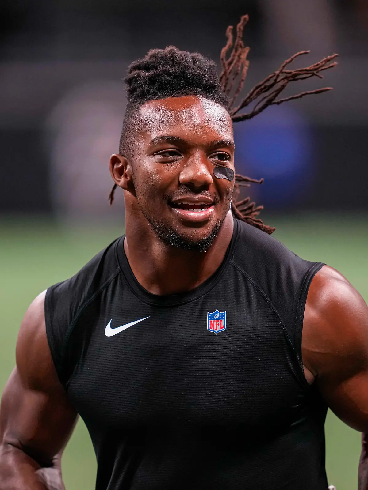 Aug 18, 2023; Atlanta, Georgia, USA; Atlanta Falcons running back Bijan Robinson (7) runs off the field after the game against the Cincinnati Bengals at Mercedes-Benz Stadium. Mandatory Credit: Dale Zanine-USA TODAY Sports