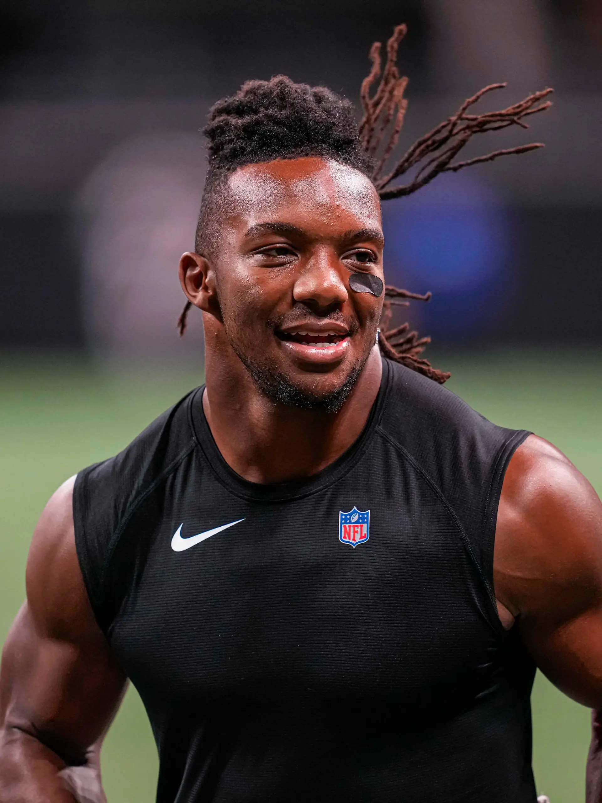 Aug 18, 2023; Atlanta, Georgia, USA; Atlanta Falcons running back Bijan Robinson (7) runs off the field after the game against the Cincinnati Bengals at Mercedes-Benz Stadium. Mandatory Credit: Dale Zanine-USA TODAY Sports