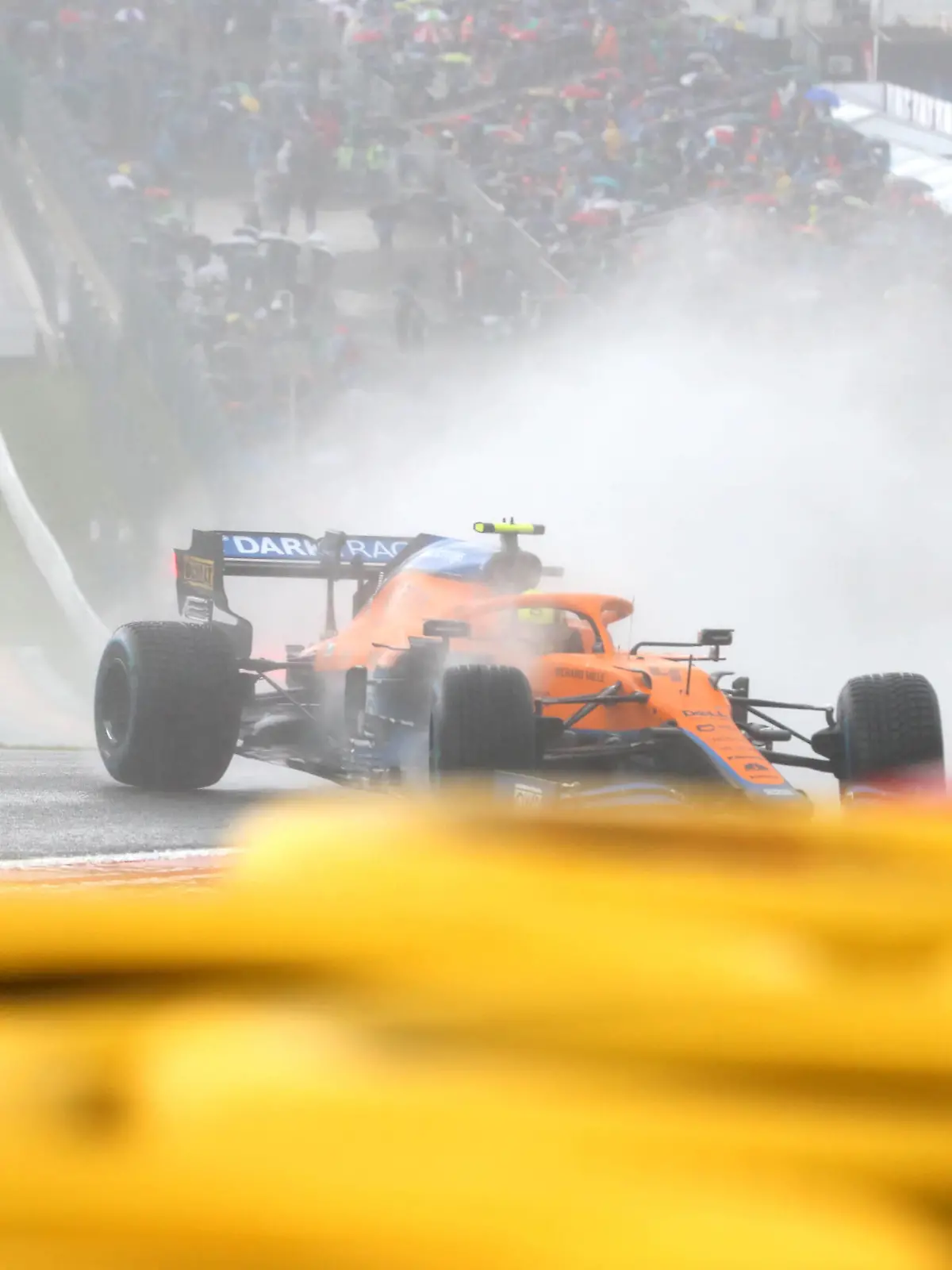  McLaren s British driver Lando Norris makes a crash in his car in the Raidillon at the qualifications for tomorrow Spa-Francorchamps Formula One Grand Prix of Belgium race, in Spa-Francorchamps, Saturday 28 August 2021. BENOITxDOPPAGNE PUBLICATIONxINxGERxSUIxAUTxONLY x3075477x