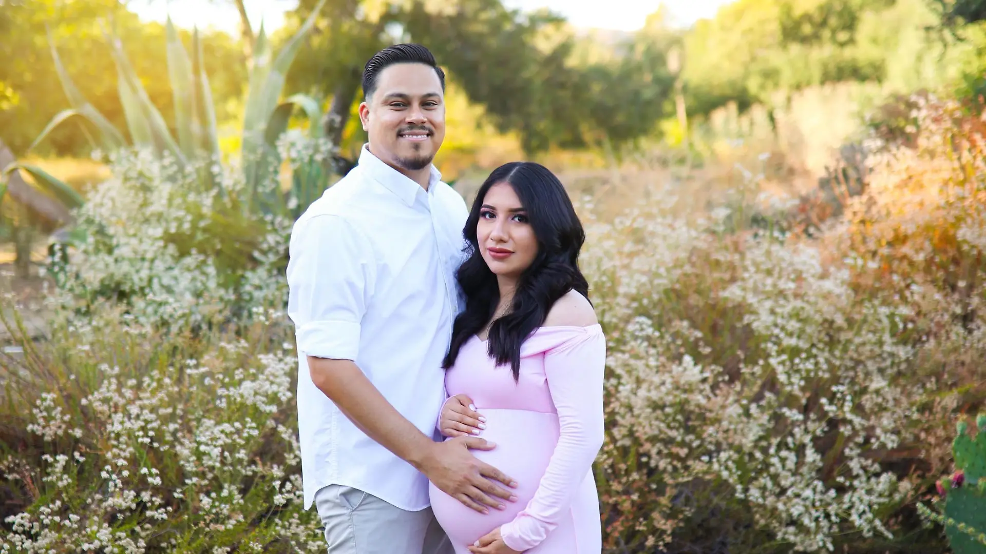 PIC FROM Kennedy News/xv_photography (PICTURED: JAMES ALVAREZ, 37, WITH WIFE YESENIA AGUILAR LAST YEAR) These poignant photos show the moment a widowed dad and his 'miracle baby' recreated his wife's pregnancy photoshoot - one year after she was fatally hit by a car. James Alvarez, from Los Angeles, California, was out walking with eight-months-pregnant Yesenia Aguilar on August 11 last year when a car mounted the curb and killed her, forcing doctors to carry out an emergency C-section. The dad returned to the location of then-23-year-old Yesenia's pregnancy photos earlier this month [AUGUST 7] and emotionally reenacted them with their daughter Adalyn Rose Alvarez-Aguilar, posing just as her mum did. DISCLAIMER: While Kennedy News and Media uses its best endeavours to establish the copyright and authenticity of all pictures supplied, it accepts no liability for any damage, loss or legal action caused by the use of images supplied and the publication of images is solely at your discretion. SEE KENNEDY NEWS COPY - 0161 697 4266