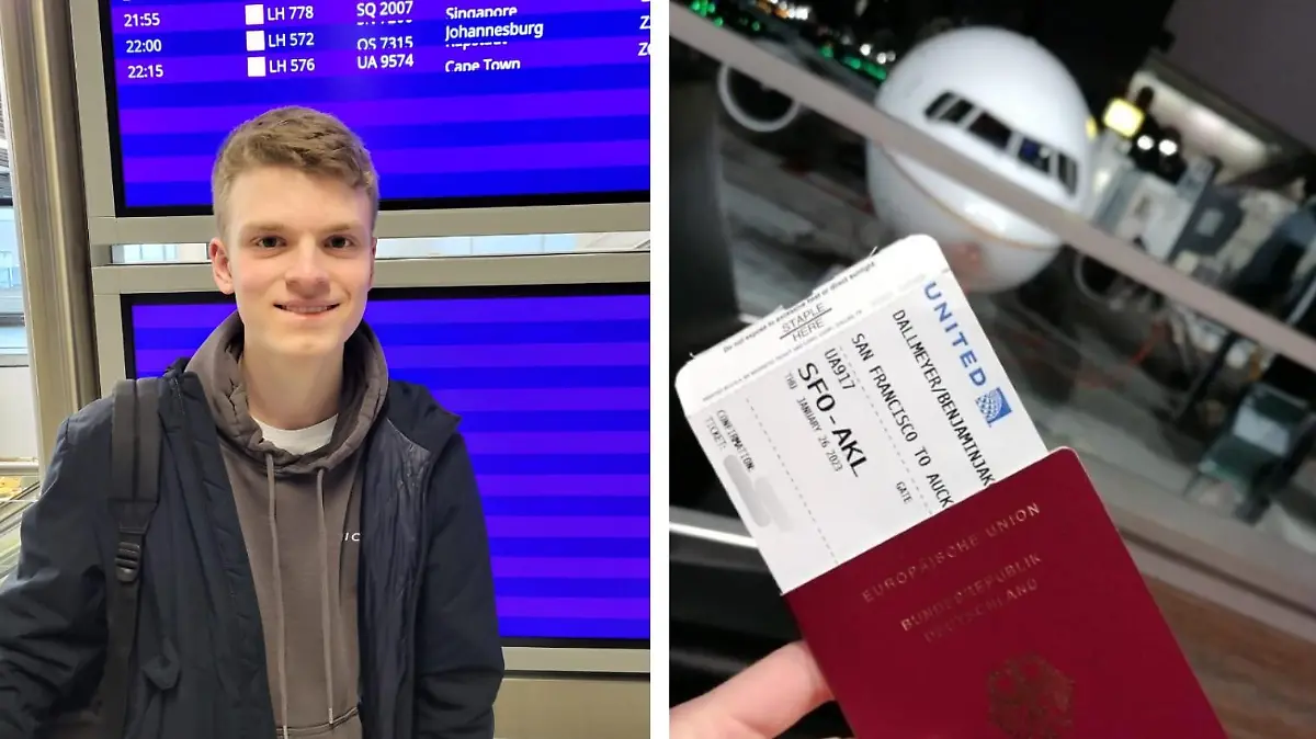 Benjamin Dallmeyer und sein Flugticket in San Francisco