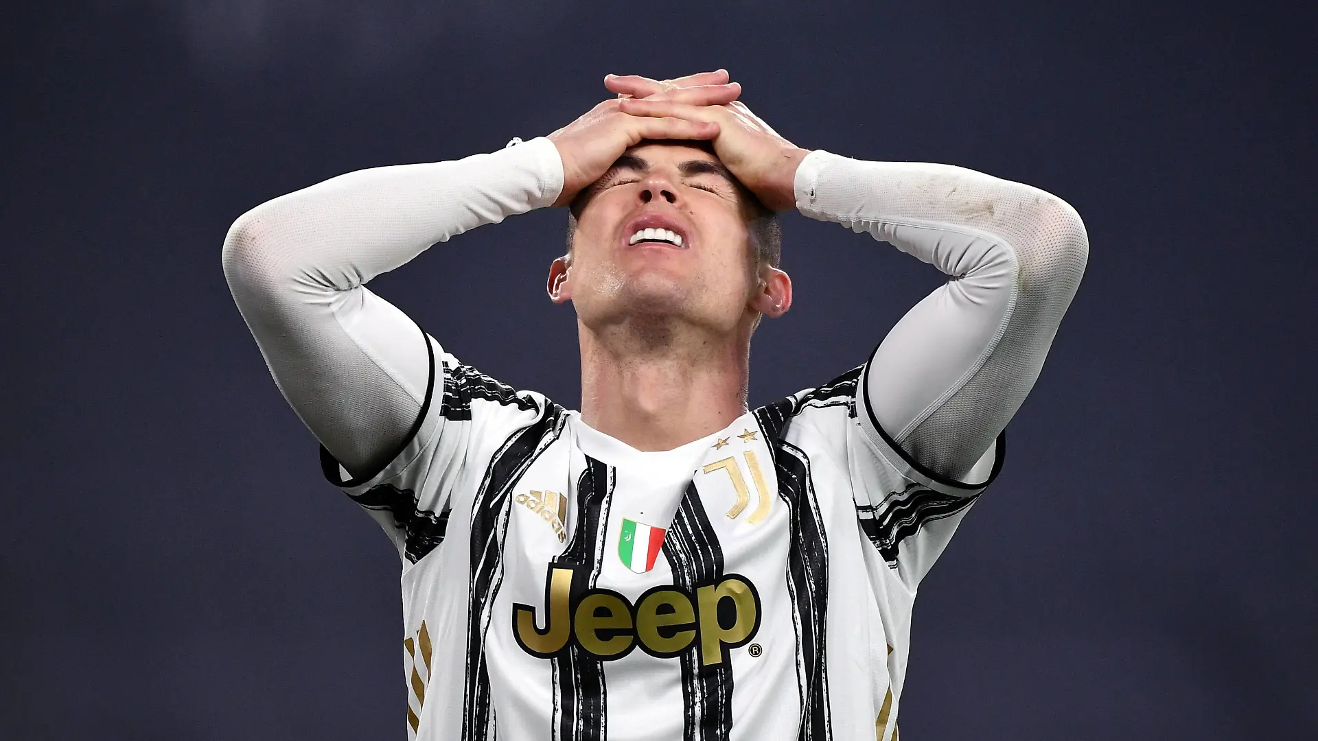 Cristiano Ronaldo of Juventus FC reacts during the Champions League round of 16 football match between Juventus FC and FC Porto at Juventus stadium in Turin Italy, March, 9th, 2021. Photo Federico Tardito / Insidefoto federicoxtardito