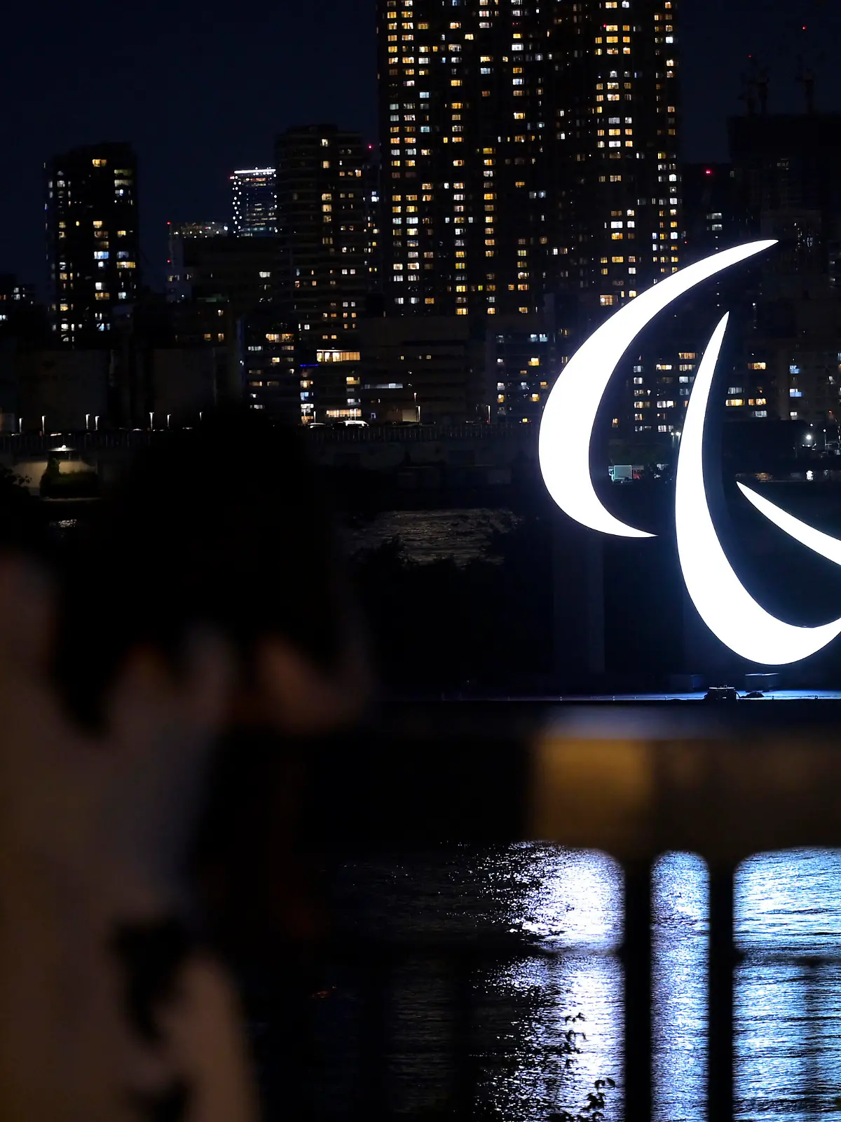 TOKYO, JAPAN - AUGUST 22: A general view of the 'Three Agitos' Paralympic Symbol ahead of the Tokyo 2020 Paralympic Games at yyy on August 22, 2021 in Tokyo, Japan. (Photo by Koki Nagahama/Getty Images for International Paralympic Committee)