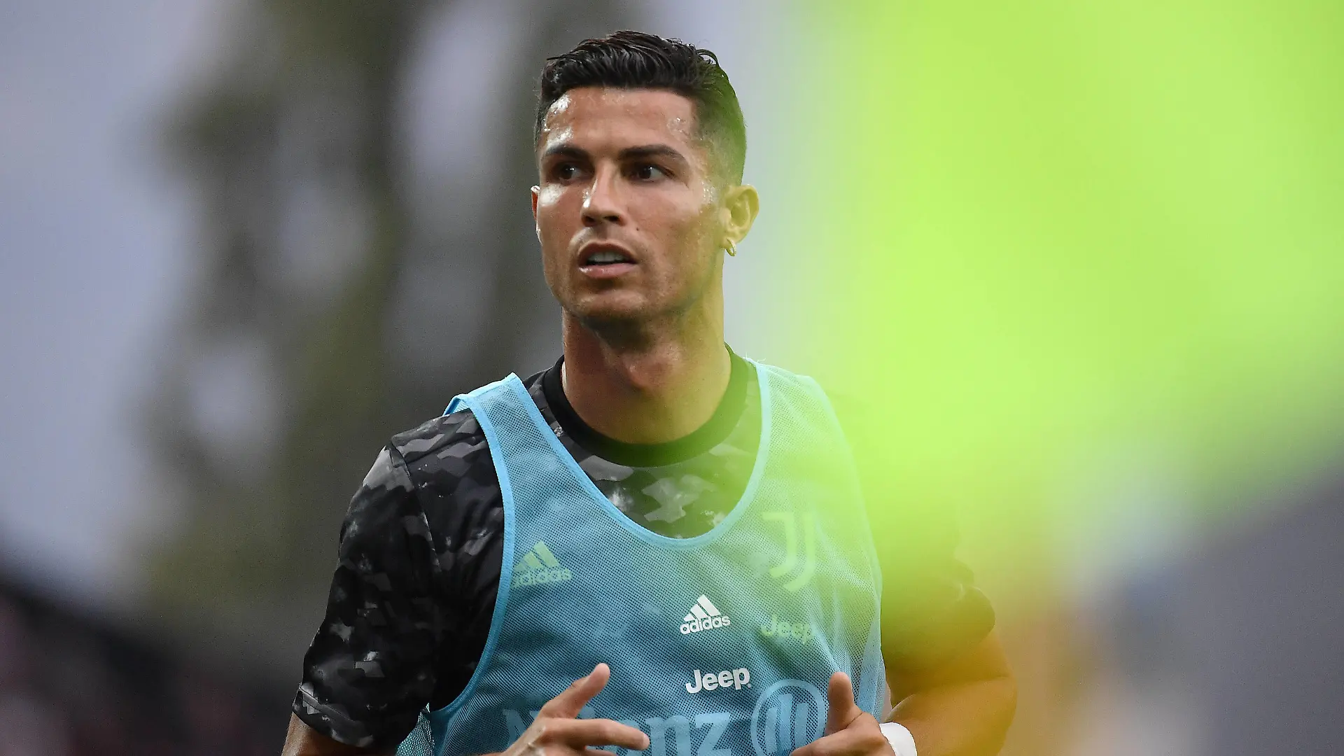 Cristiano Ronaldo of Juventus FC reacts as he warms up during the Serie A football match between Udinese Calcio and Juventus FC at stadio Friuli in Udine Italy, August 22th, 2021. Photo Federico Tardito / Insidefoto federicoxtardito