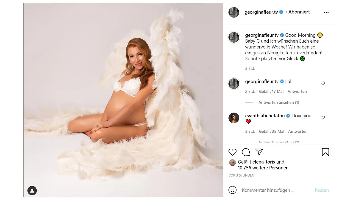Georgina Fleur mit ihrem neuesten Post bei Instagram