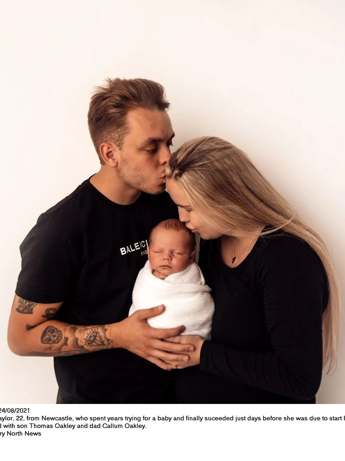 Dated: 24/08/2021
Katie Taylor, 22, from Newcastle, who spent years trying for a baby and finally suceeded just days before she was due to start IVF treatment.
Pictured with son Thomas Oakley and dad Callum Oakley.
See story North News