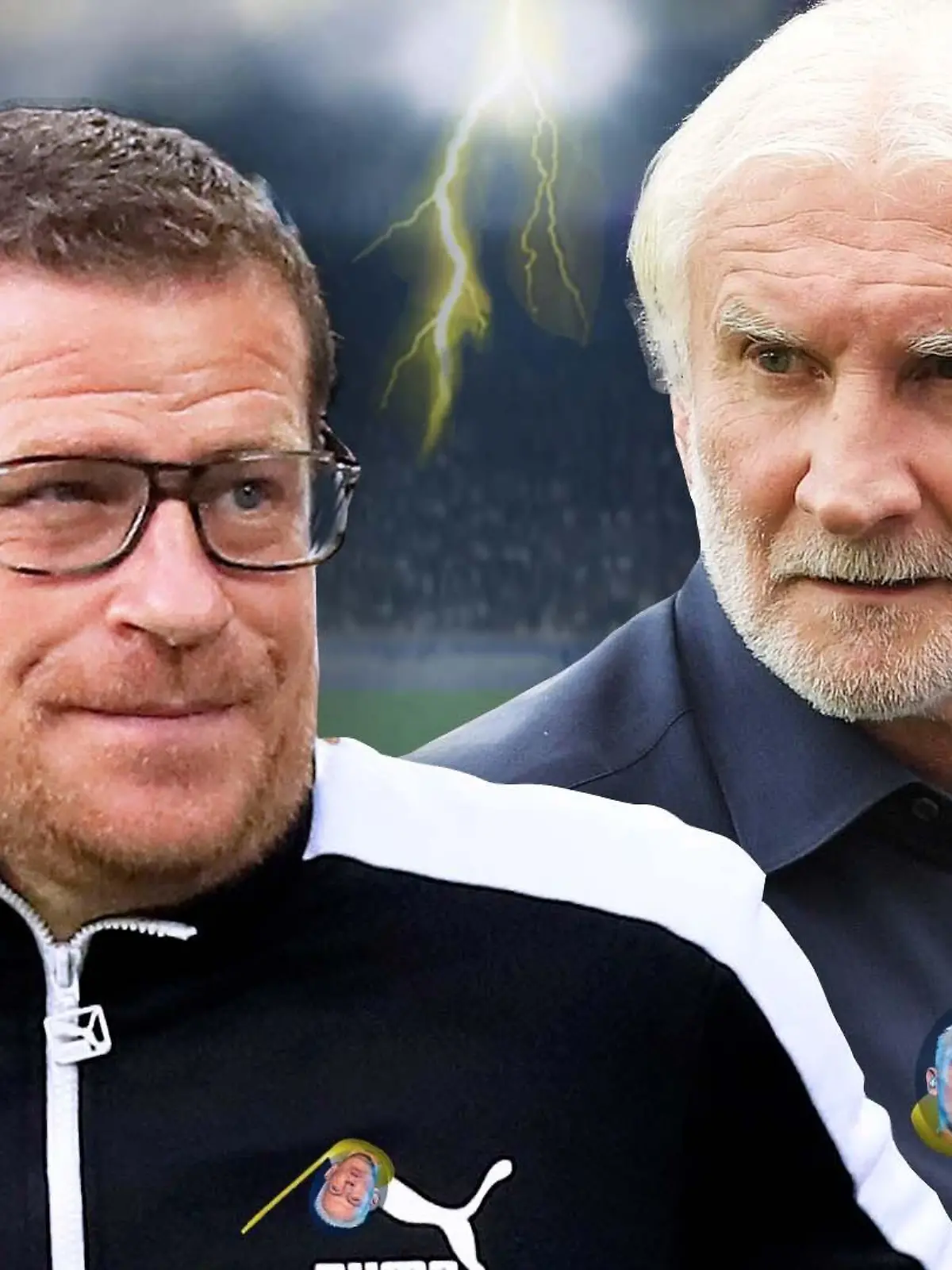 TEASER_FUSSBALL_Sport_Rudi Voeller vs.  Max Eberl_ H.P. Baxxter_Stadion-Song_Lied_Musik
GO-WEB, WEB, WEB-GO, GO, Teaser, Go web, GOWeb


THEMA: In der Bundesliga gibt es einen Torjingle-Zoff zwischen Bayer Leverkusen und Borussia Mönchengladbach. Leverkusen hat beim 4:0-Treffer das Lied eingespielt, das Gladbach sonst nach Toren einspielt. Für diese Geschichte bräuchte ich bitte ein Teaserbild von Rudi Völler (im Hemd) und Max Eberl (in der Sportjacke). Und wenn irgendwie ein Bild von H.P. Baxxter darin eingeklinkt sein könnte, wäre das noch genialer. Für die Zeile "Scooter-Zoff in der Bundesliga".

Sportdirektor Rudi Vˆller Bayer 04 Leverkusen 21.08.2021, Fussball GER, Saison 2021 2022, 1. Bundesliga, 2. Spieltag, Bayer 04 Leverkusen - Borussia Mˆnchengladbach, Foto: Weis/TEAM2sportphoto ***DFL regulations prohibit any use of photographs as image sequences and/or quasi-video.*** Leverkusen Nordrhein Westfalen Deutschland *** Sport director Rudi Vˆller Bayer 04 Leverkusen 21 08 2021, Football GER, Season 2021 2022, 1 Bundesliga, 2 Matchday, Bayer 04 Leverkusen Borussia Mˆnchengladbach, Foto Weis TEAM2sportphoto DFL regulations prohibit any use of photographs as image sequences and or quasi video Leverkusen Nordrhein Westfalen Germany Team2


EBERL Max Manager Team Borussia Moenchengladbach 1. Bundesliga Start Saison 2021- 2022 Borussia Moenchengladbach - FC Bayern Muenchen am 13. 08.2021 in Moenchengladbach DFL REGULATIONS PROHIBIT ANY USE OF PHOTOGRAPHS as IMAGE SEQUENCES and/or QUASI-VIDEO *** EBERL Max Manager Team Borussia Moenchengladbach 1 Bundesliga Start Season 2021 2022 Borussia Moenchengladbach FC Bayern Muenchen on 13 08 2021 in Moenchengladbach DFL REGULATES PROHIBIT ANY USE OF PHOTOGRAPHS as IMAGE SEQUENCES and or QUASI VIDEO