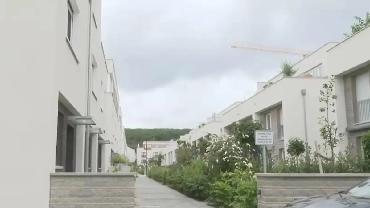 In der Öko-Neubausiedlung in Friedrichsdorf setzen Planer auf Grünflächen am Boden und Bepflanzung auf Hausdächern.