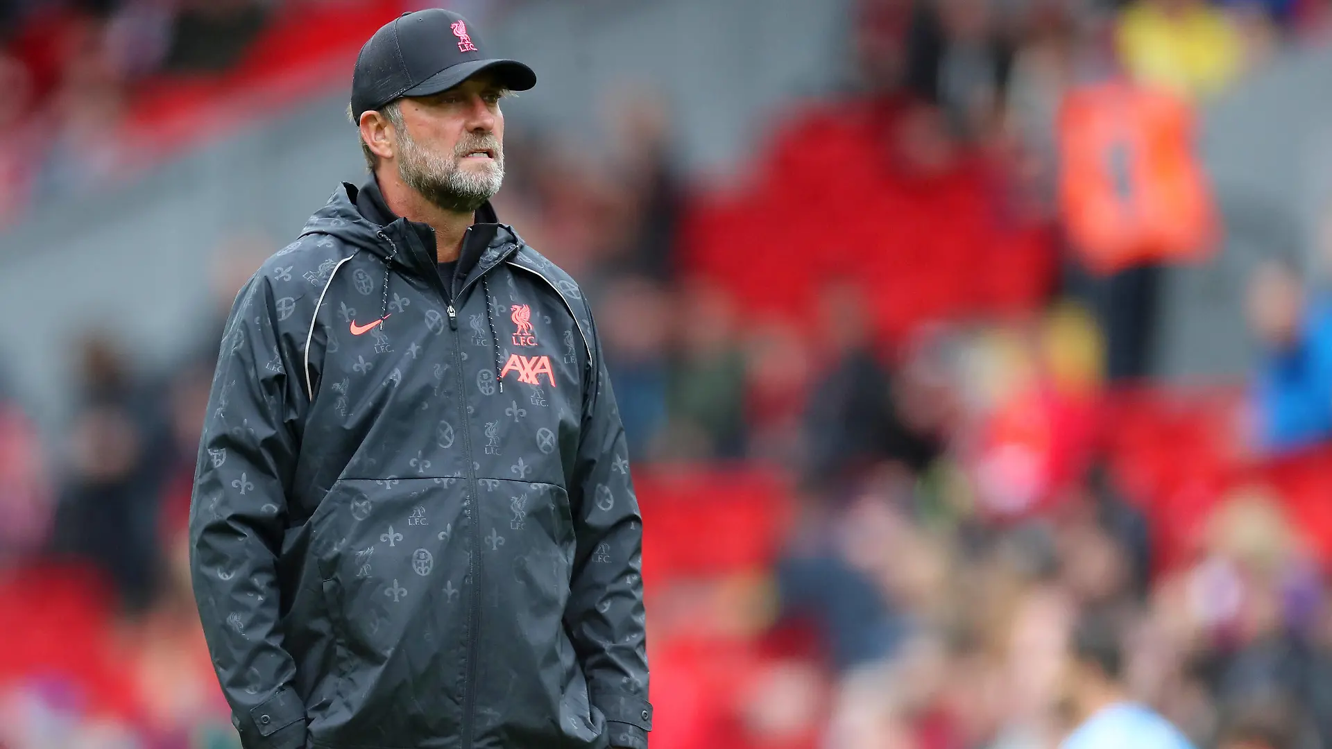 Mandatory Credit: Photo by Paul Greenwood/Shutterstock 12250586c Liverpool manager Jurgen Klopp during the pre-match warm-up Liverpool v Athletic Bilbao, Pre-season Friendly, Football, Anfield, Liverpool, UK - 8 August 2021 EDITORIAL USE ONLY No use with unauthorised audio, video, data, fixture lists, club/league logos or live services. Online in-match use limited to 120 images, no video emulation. No use in betting, games or single club/league/player publications. Liverpool v Athletic Bilbao, Pre-season Friendly, Football, Anfield, Liverpool, UK - 8 August 2021 EDITORIAL USE ONLY No use with unauthorised audio, video, data, fixture lists, club/league logos or live services. Online in-match use limited to 120 images, no video emulation. No use in betting, games or single club/league/player publications. PUBLICATIONxINxGERxSUIxAUTXHUNxGRExMLTxCYPxROMxBULxUAExKSAxONLY Copyright: xPaulxGreenwood/Shutterstockx 12250586c