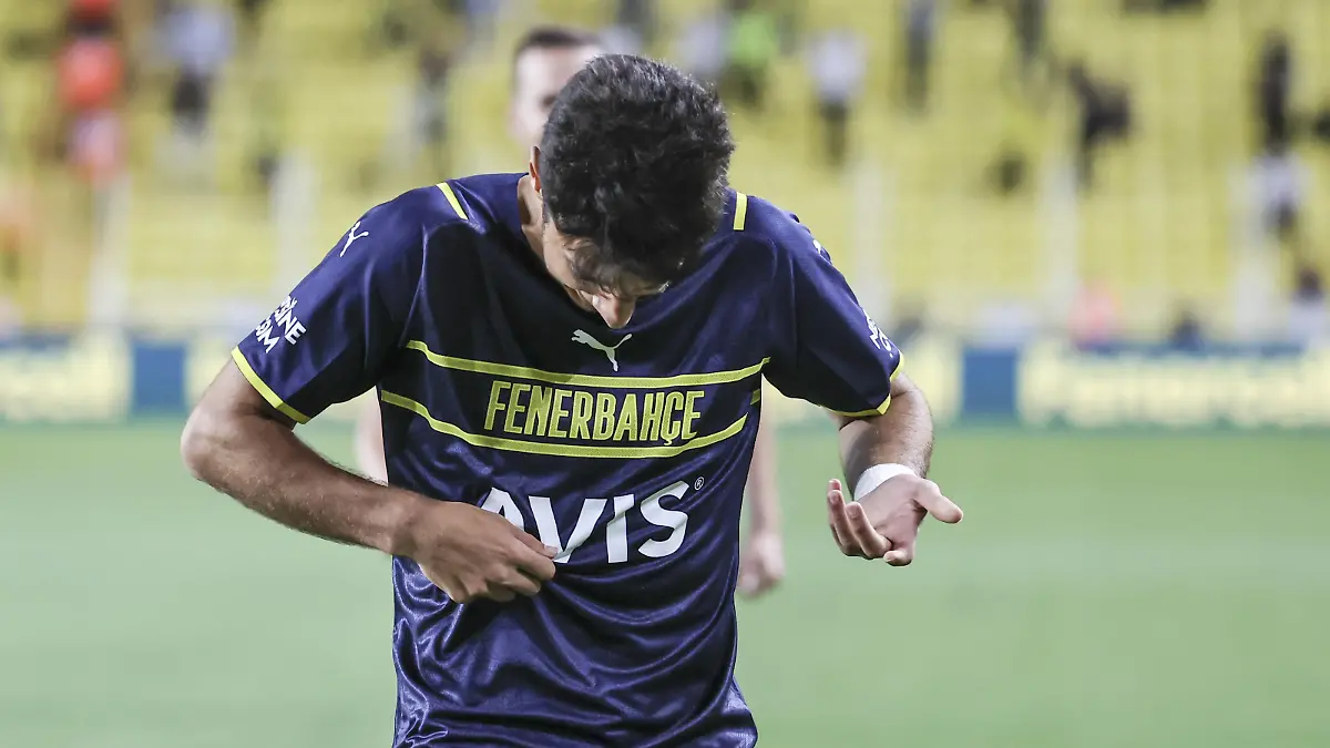 ISTANBUL, TURKEY - AUGUST 19: Muhammed Gumuskaya of Fenerbahce celebrates after scoring a goal during UEFA Europa League play-off soccer match between Fenerbahce and HJK Helsinki at Ulker Stadium in Istanbul, Turkey on August 19, 2021. Serhat Cagdas / Anadolu Agency
