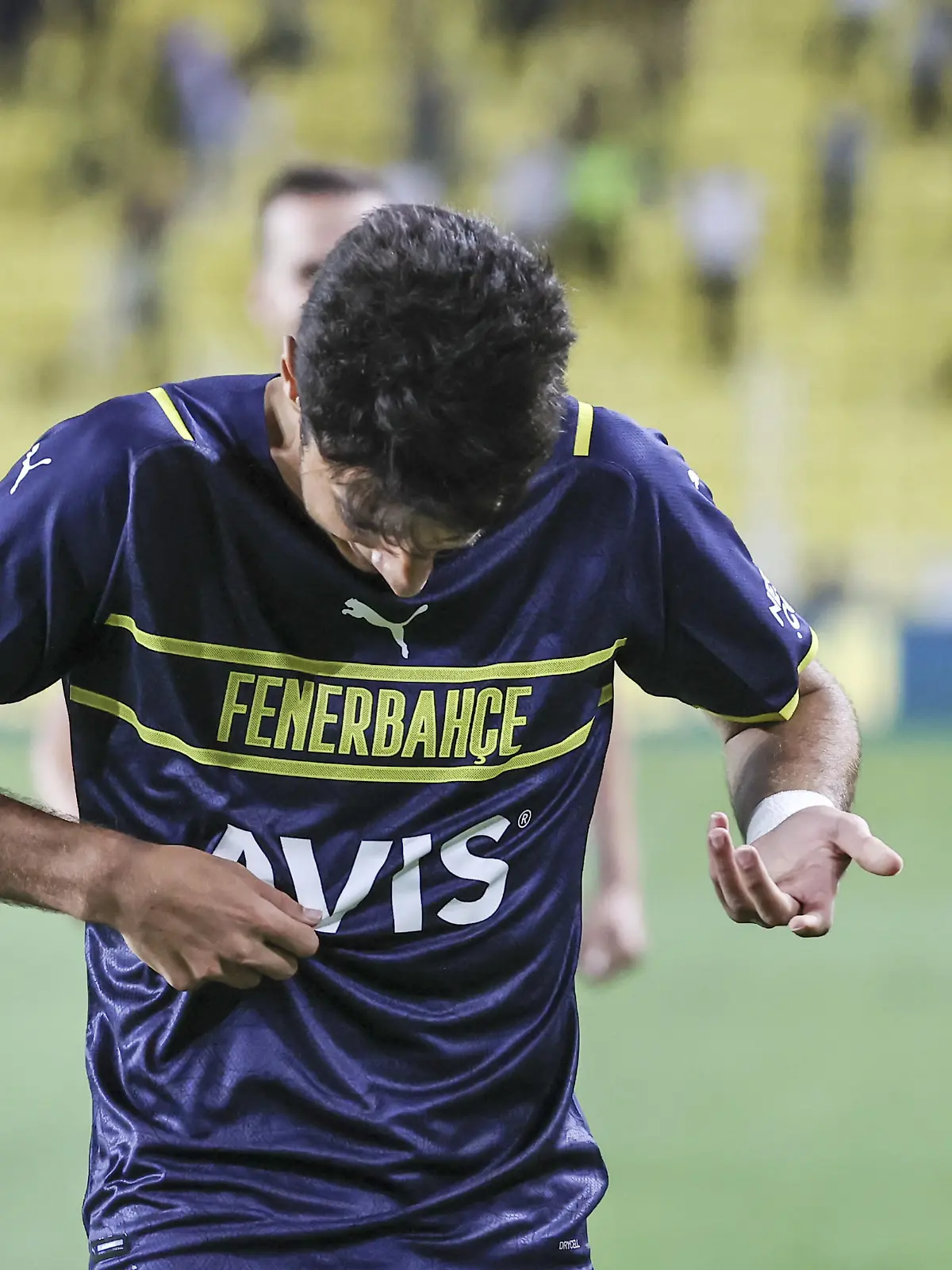 ISTANBUL, TURKEY - AUGUST 19: Muhammed Gumuskaya of Fenerbahce celebrates after scoring a goal during UEFA Europa League play-off soccer match between Fenerbahce and HJK Helsinki at Ulker Stadium in Istanbul, Turkey on August 19, 2021. Serhat Cagdas / Anadolu Agency