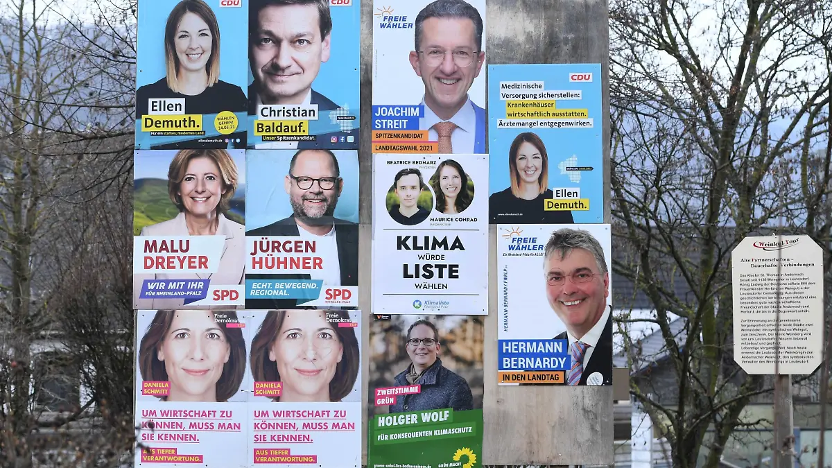 Wahlplakate - Landtagswahl in Rheinland-Pfalz 2021 am 08.03.2021 im Landkreis Neuwied Diverse Wahlplakate der Parteien: CDU, Freie Wähler, SPD, Klimaliste, FDP, Bündnis 90 / Die Grünen Die Wahl zum 18. Landtag von Rheinland-Pfalz findet am 14. März 2021 statt. *** Election posters state election in Rhineland-Palatinate 2021 on 08 03 2021 in the district Neuwied Various election posters of the parties CDU, Freie Wähler, SPD, Klimaliste, FDP, Bündnis 90 Die Grünen The election to the 18 state parliament of Rhineland-Palatinate takes place on 14 March 2021 xRx