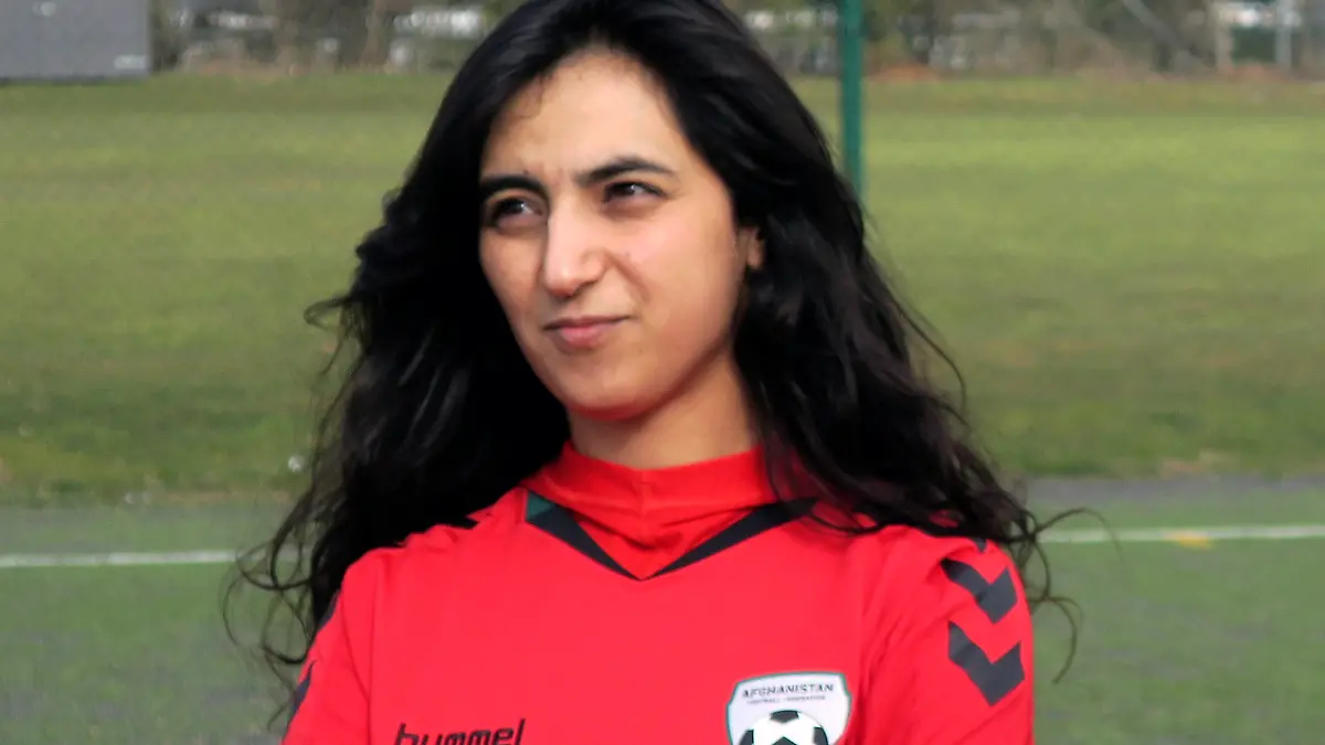 FILE - This Tuesday, March 8, 2016 file photo shows Khalida Popal, the former Afghanistan national women's team captain, in Copenhagen. The footballers in the Afghanistan women’s team Popal helped to establish now fear for their lives after the Taliban swept to regain control of the country after two decades. (AP Photos/Jan M. Olsen, File)