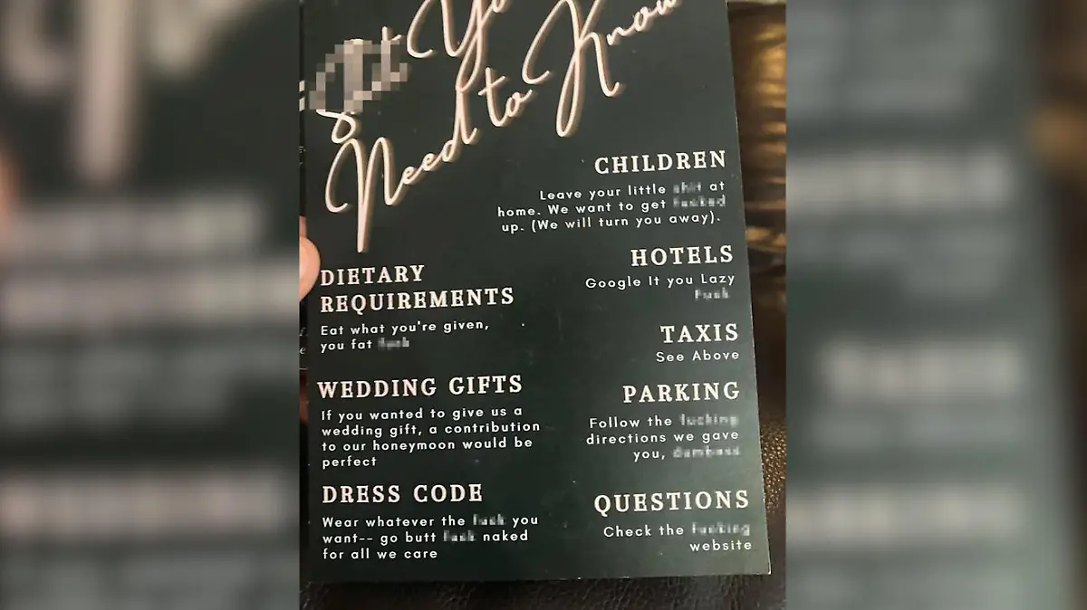 Unfreundliche Hochzeitseinladung