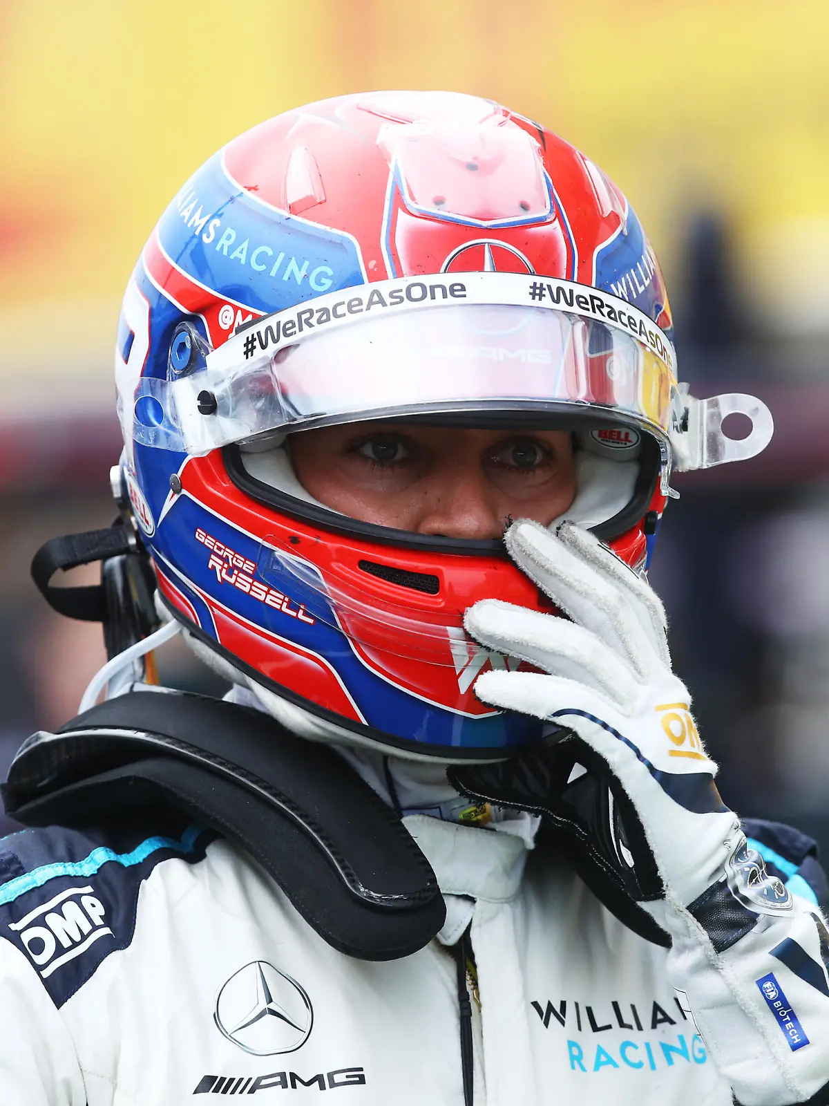 BUDAPEST, HUNGARY - AUGUST 01: George Russell of Great Britain and Williams walks in parc ferme during the F1 Grand Prix of Hungary at Hungaroring on August 01, 2021 in Budapest, Hungary. (Photo by Mark Thompson/Getty Images)