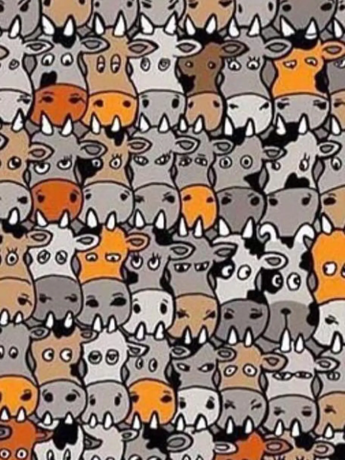 Suchbild: Hund versteckt sich zwischen Kühen