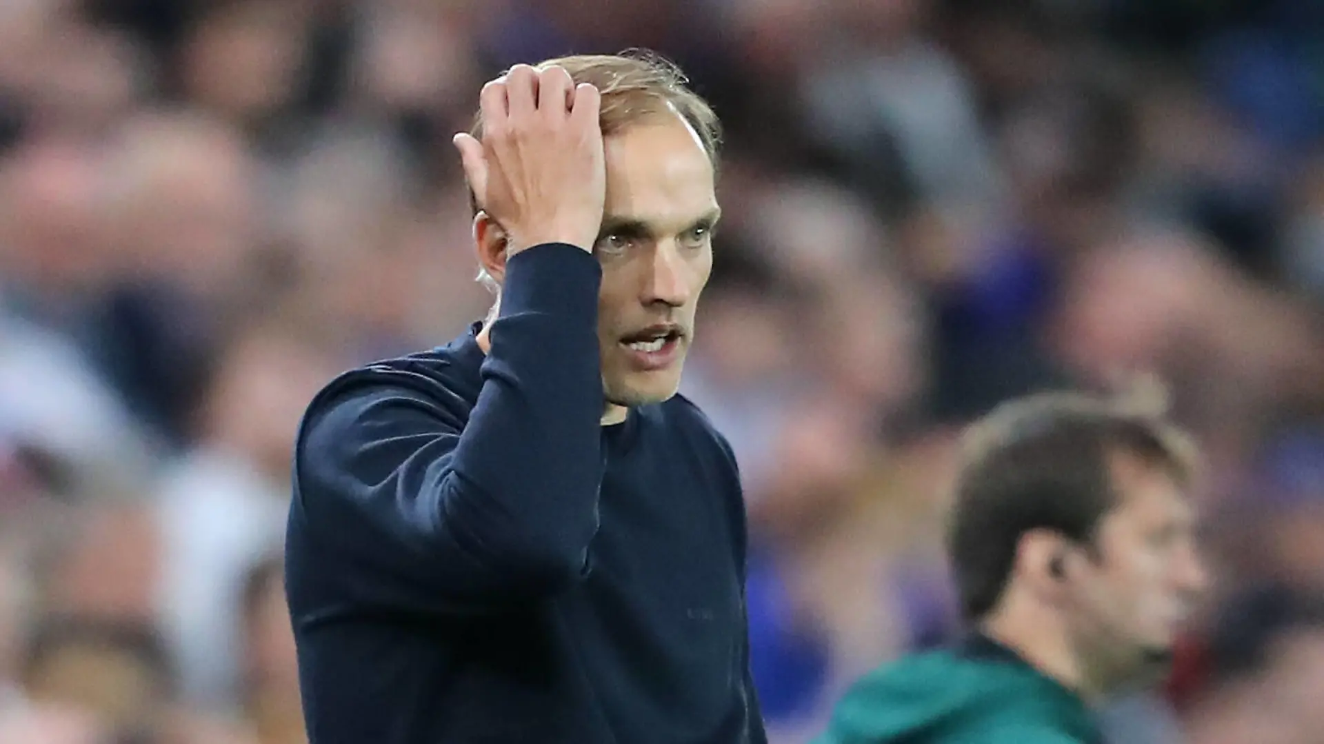 Chelsea v Villarreal - UEFA Super Cup - Windsor Park Chelsea manager Thomas Tuchel reacts on the touchline during the UEFA Super Cup match at Windsor Park, Belfast. Picture date: Wednesday August 11, 2021. EDITORIAL USE ONLY No use with unauthorised audio, video, data, fixture lists, club/league logos or live services. Online in-match use limited to 120 images, no video emulation. No use in betting, games or single club/league/player publications. PUBLICATIONxINxGERxSUIxAUTxONLY Copyright: xNiallxCarsonx 61609732