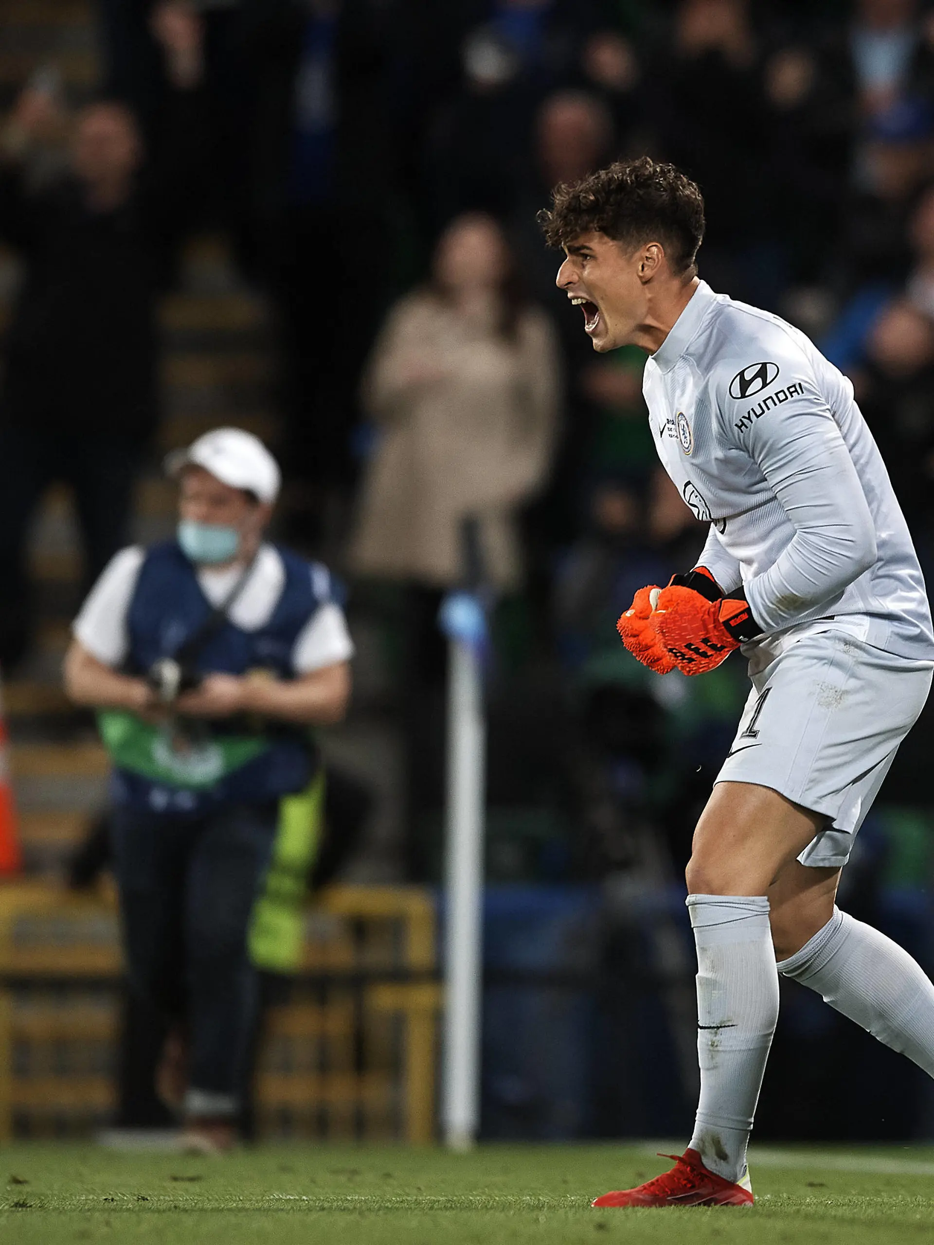 Chelsea FC v Villarreal CF UEFA Super Cup 2021 Kepa Arrizabalaga Chelsea goalkeeper celebrates victory after saving the last penalty during the UEFA Super Cup Final match between Chelsea CF and Villarreal CF at Windsor Park on August 11, 2021 in Belfast, Northern Ireland. Belfast Northern Ireland breton-chelseaf210811_npIJh PUBLICATIONxNOTxINxFRA Copyright: xJosexBretonx 