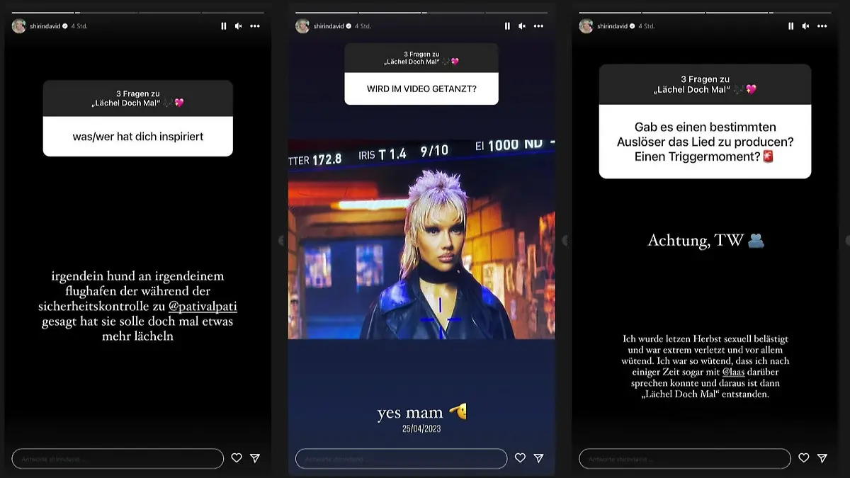 Shirin David schreibt bei Instagram über eine traumatische Erfahrung.