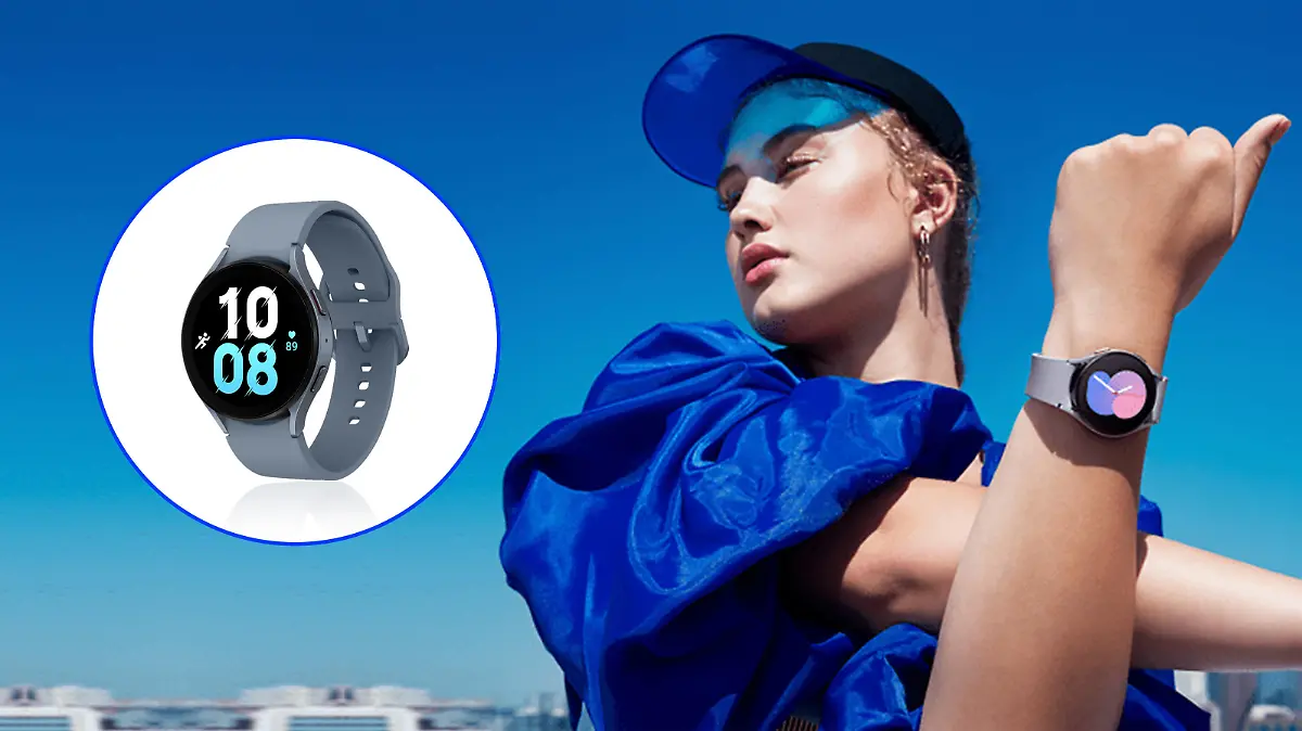 Frau mit der Samsung Galaxy Watch 5 am Handgelenk