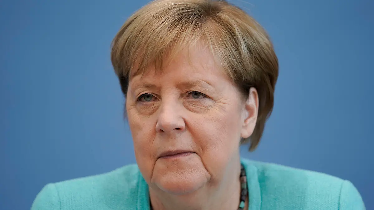 Bundeskanzlerin Dr. Angela Merkel in der Bundespressekonferenz zur Sommer-Pressekonferenz zu Aktuellen Themen der Innen- und Aussenpolitik Aktuell,22.07.2021,Berlin,Bundeskanzlerin Dr. Angela Merkel im Portrait bei der Bundespressekonferenz zur Sommer-Pressekonferenz zu Aktuellen Themen der Innen- und Aussenpolitik Berlin Berlin Deutschland *** Federal Chancellor Dr Angela Merkel at the Federal Press Conference for the Summer Press Conference on Current Issues of Domestic and Foreign Policy News,22 07 2021,Berlin,Federal Chancellor Dr Angela Merkel in portrait at the Federal Press Conference for the Summer Press Conference on Current Issues of Domestic and Foreign Policy Berlin Berlin Germany 