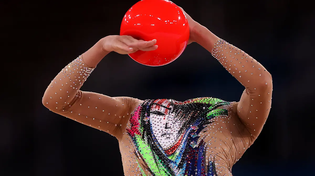 TOKYO, JAPAN - AUGUST 07: Linoy Ashram of Team Israel competes during the Individual All-Around Final on day fifteen of the Tokyo 2020 Olympic Games at Ariake Gymnastics Centre on August 07, 2021 in Tokyo, Japan. (Photo by Laurence Griffiths/Getty Images)