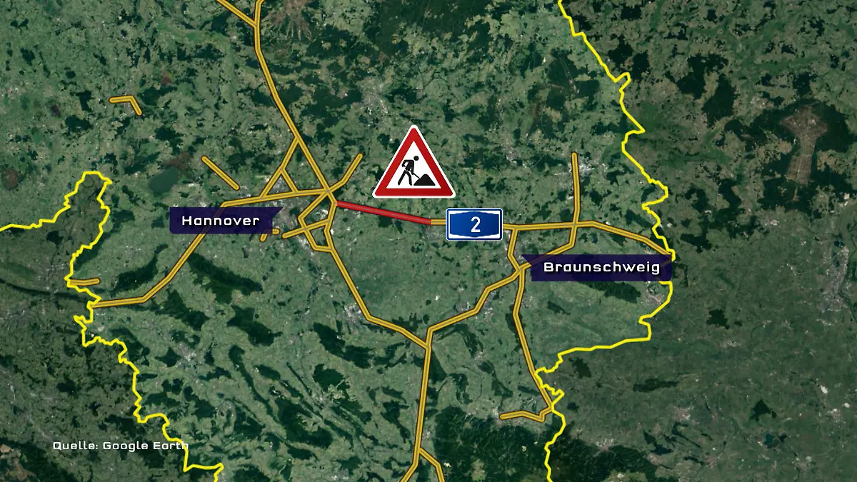 Auf diesem Teil der A2 muss die Baustelle umfahren werden.