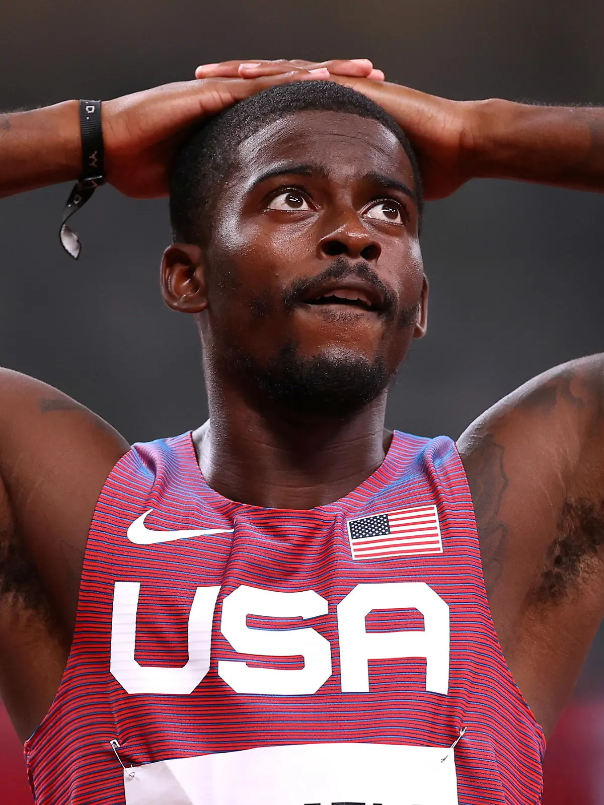 Tokyo 2020 Olympics - Athletics - Men's 100m - Semifinal- OLS - Olympic Stadium, Tokyo, Japan -  August 1, 2021. Trayvon Bromell of the United States after the race REUTERS/Andrew Boyers