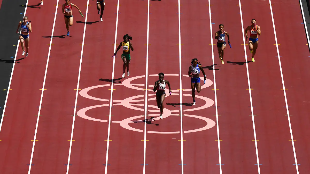  Mandatory Credit: Photo by Dave Shopland/Shutterstock 12248465bf Great Britain win their 4 x 100m relay heat Athletics, Olympic Stadium, Tokyo Olympic Games, Olympische Spiele, Olympia, OS 2020, Japan - 05 Aug 2021 Athletics, Olympic Stadium, Tokyo Olympic Games 2020, Japan - 05 Aug 2021 PUBLICATIONxINxGERxSUIxAUTXHUNxGRExMLTxCYPxROMxBULxUAExKSAxONLY Copyright: xDavexShopland/Shutterstockx 12248465bf