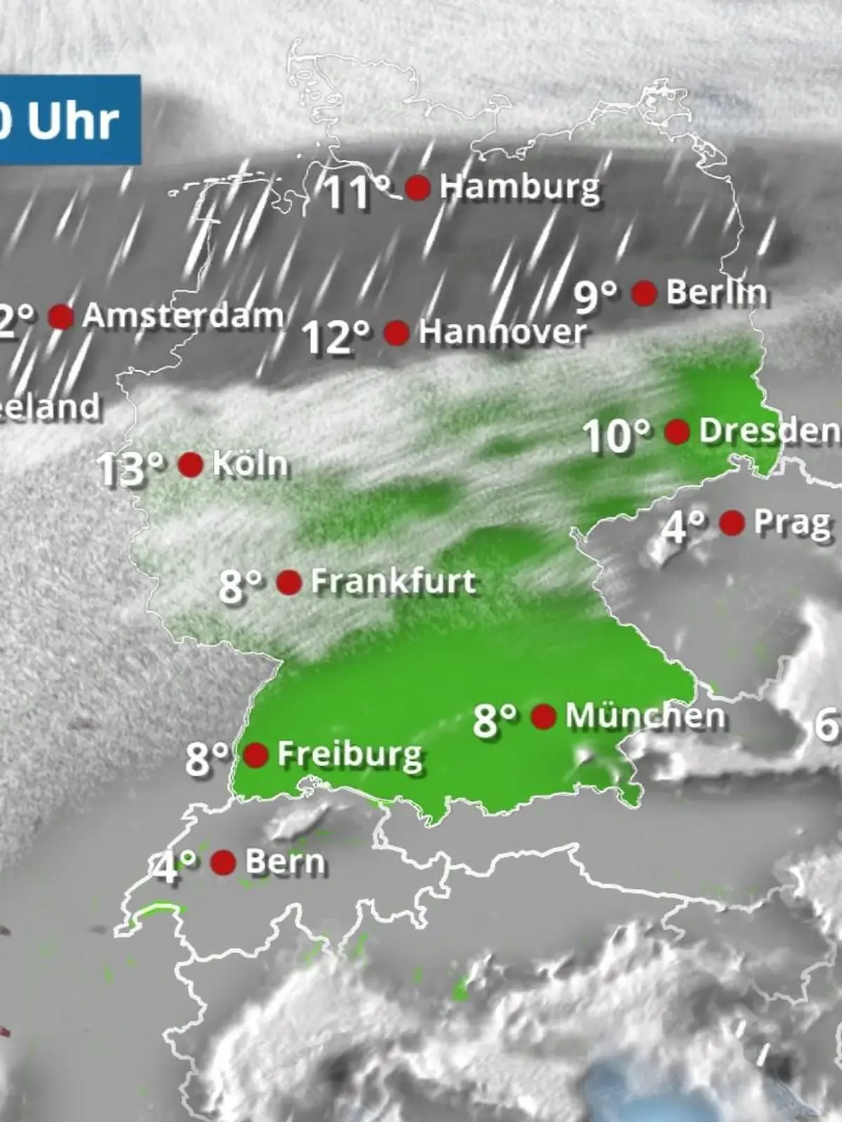 Bild zu: "Aus den Wolken im Norden wird langsam Regen"