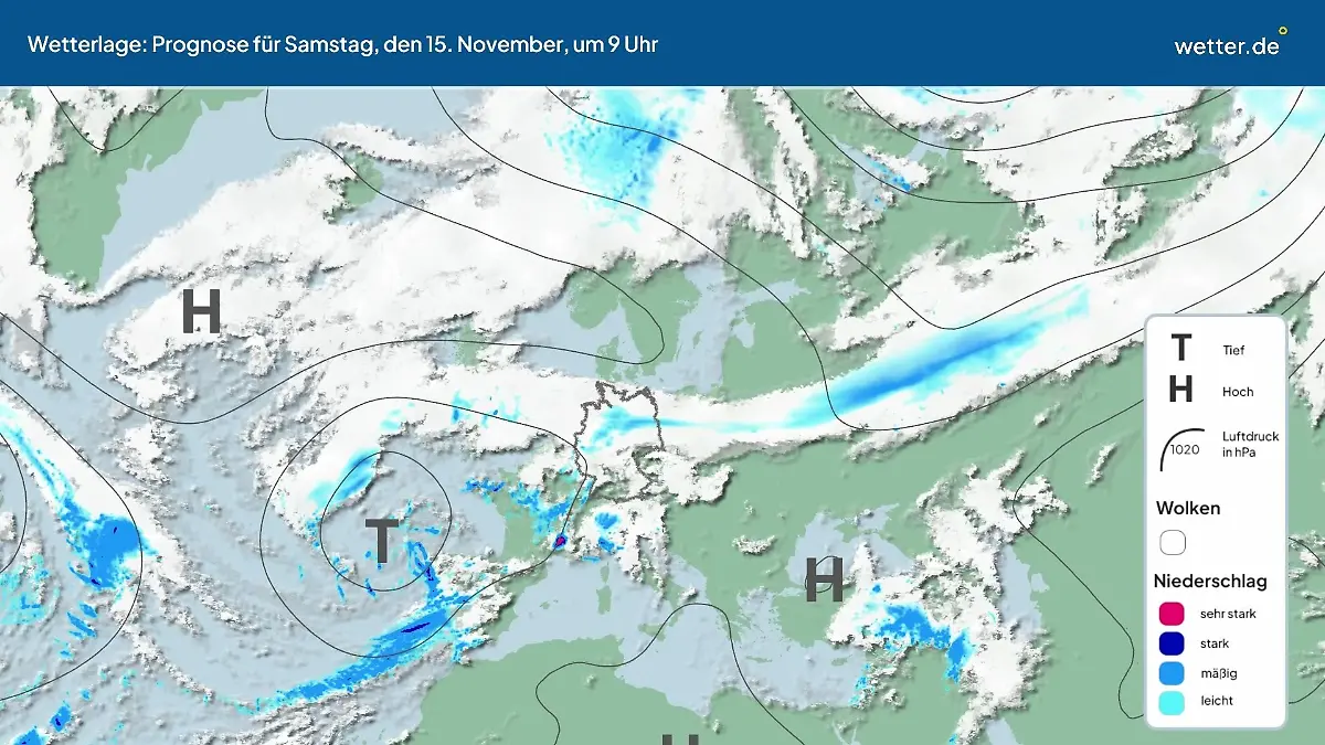 Die Wetterlage der kommenden 5 Tage Hochs und Tiefs über Europa
