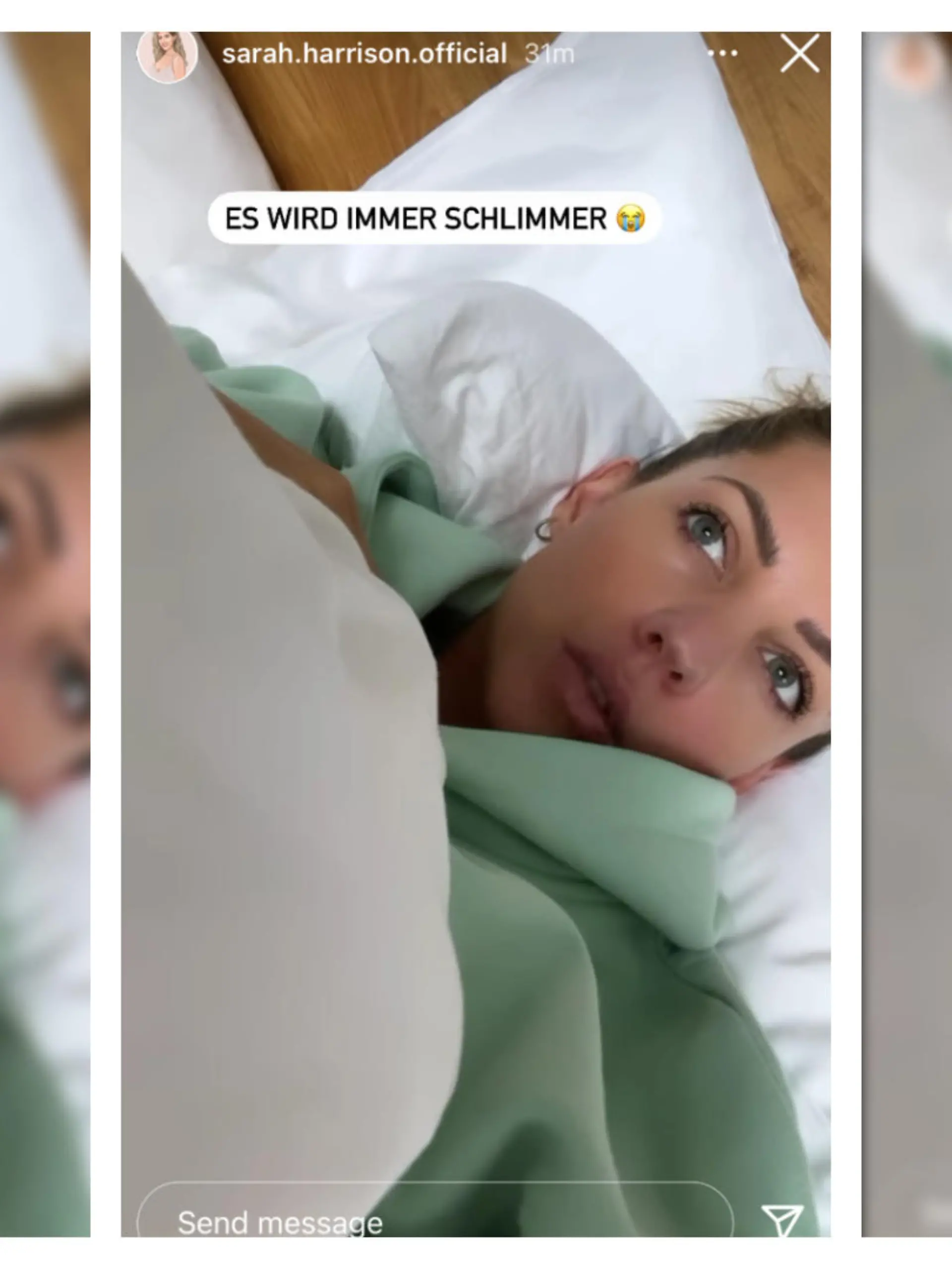 Influencerin Sarah Harrison ist fix und fertig