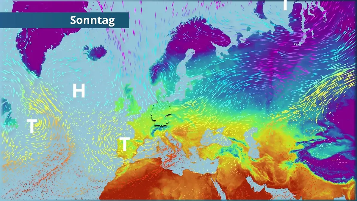 Kälte zieht ein und bringt den Winter mit Der Strömungsfilm für Europa für 5 Tage