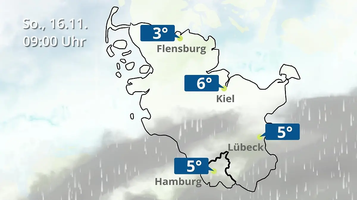 Hamburg, Schleswig-Holstein: Wie wird das Wetter? Regen- und Wolkenfilm für die Nordsee- und Ostseeküste